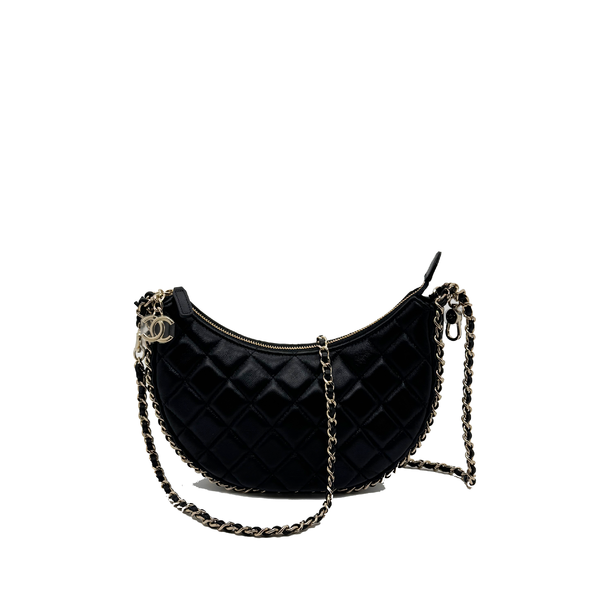 Chanel 2023 Small Hobo Bag Black Lambskin