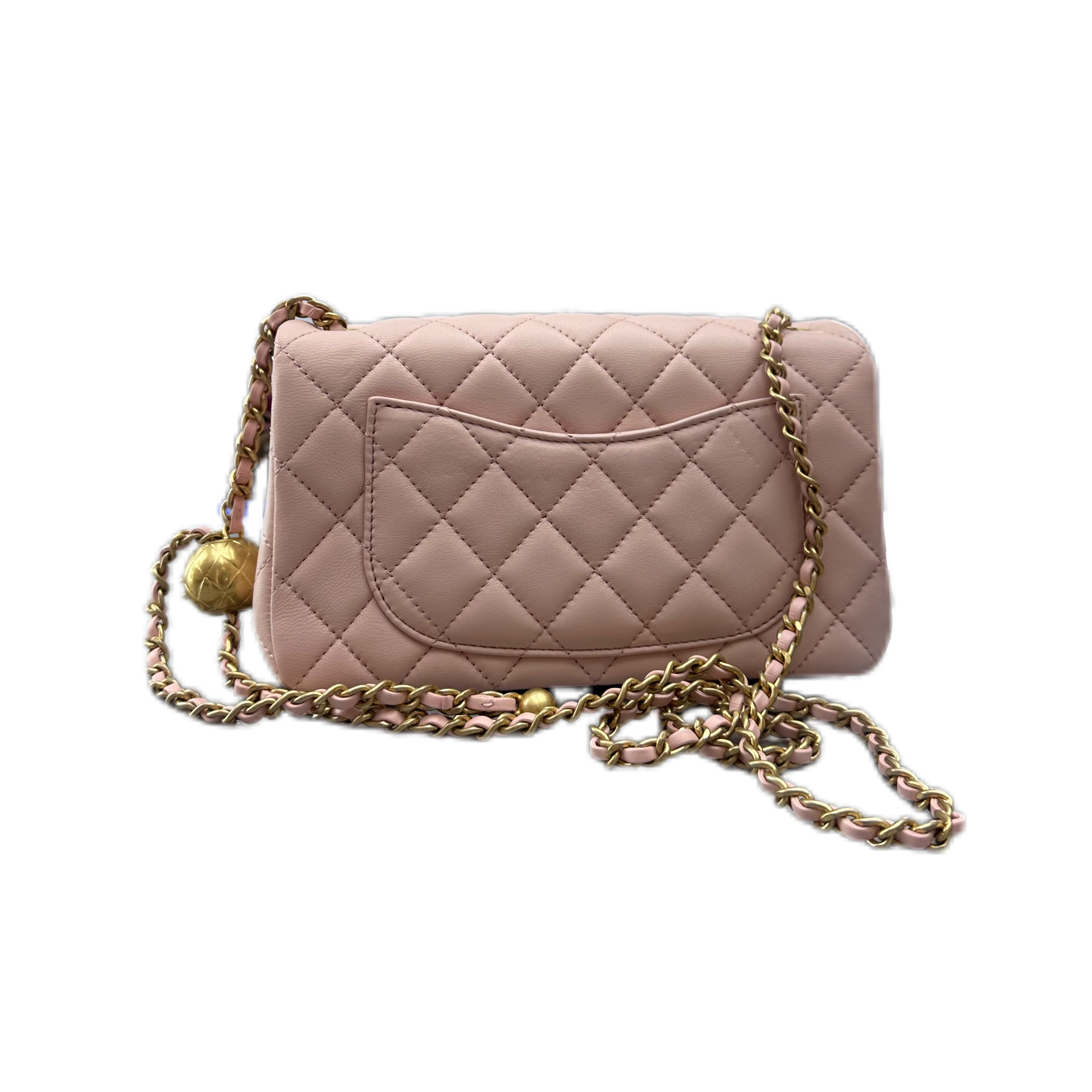 CHANEL Pearl Crush Flap Bag Quilted Lambskin GHW (Pink)