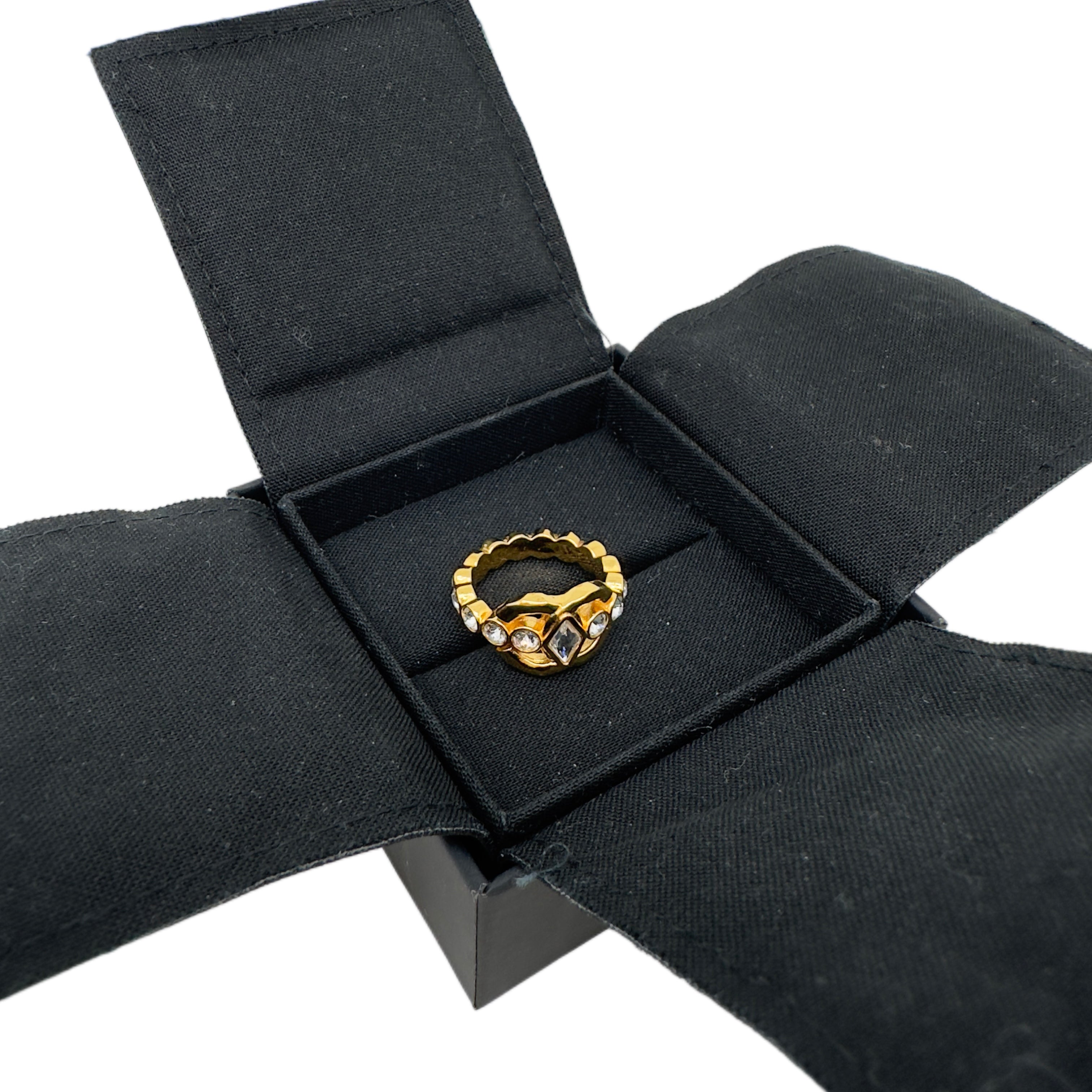 CHANEL 23C Gold and Crystal Ring