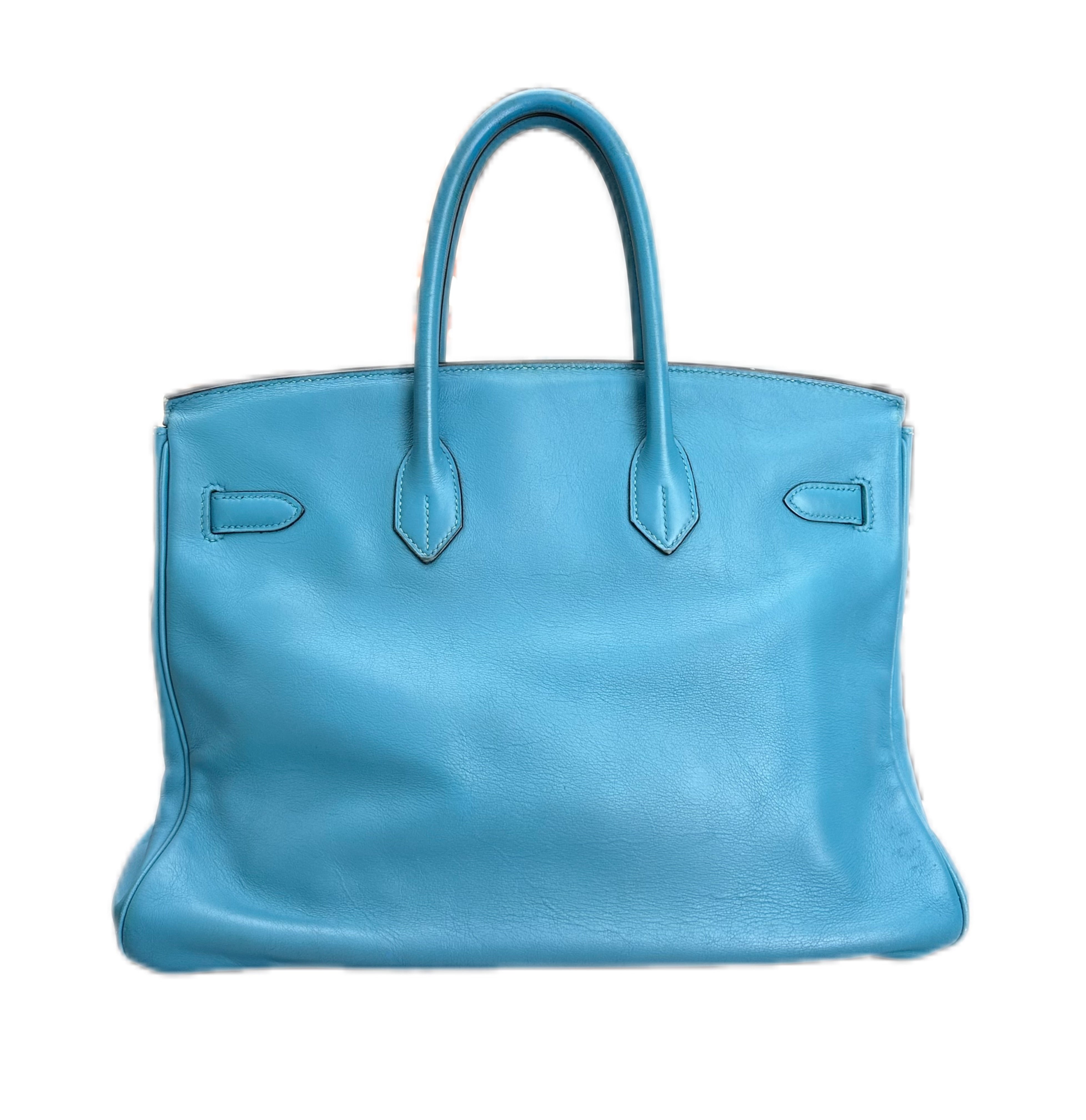 HERMÈS BIRKIN 35 Swift Leather SHW Celeste (Candy Blue) SQUARE K STAMP