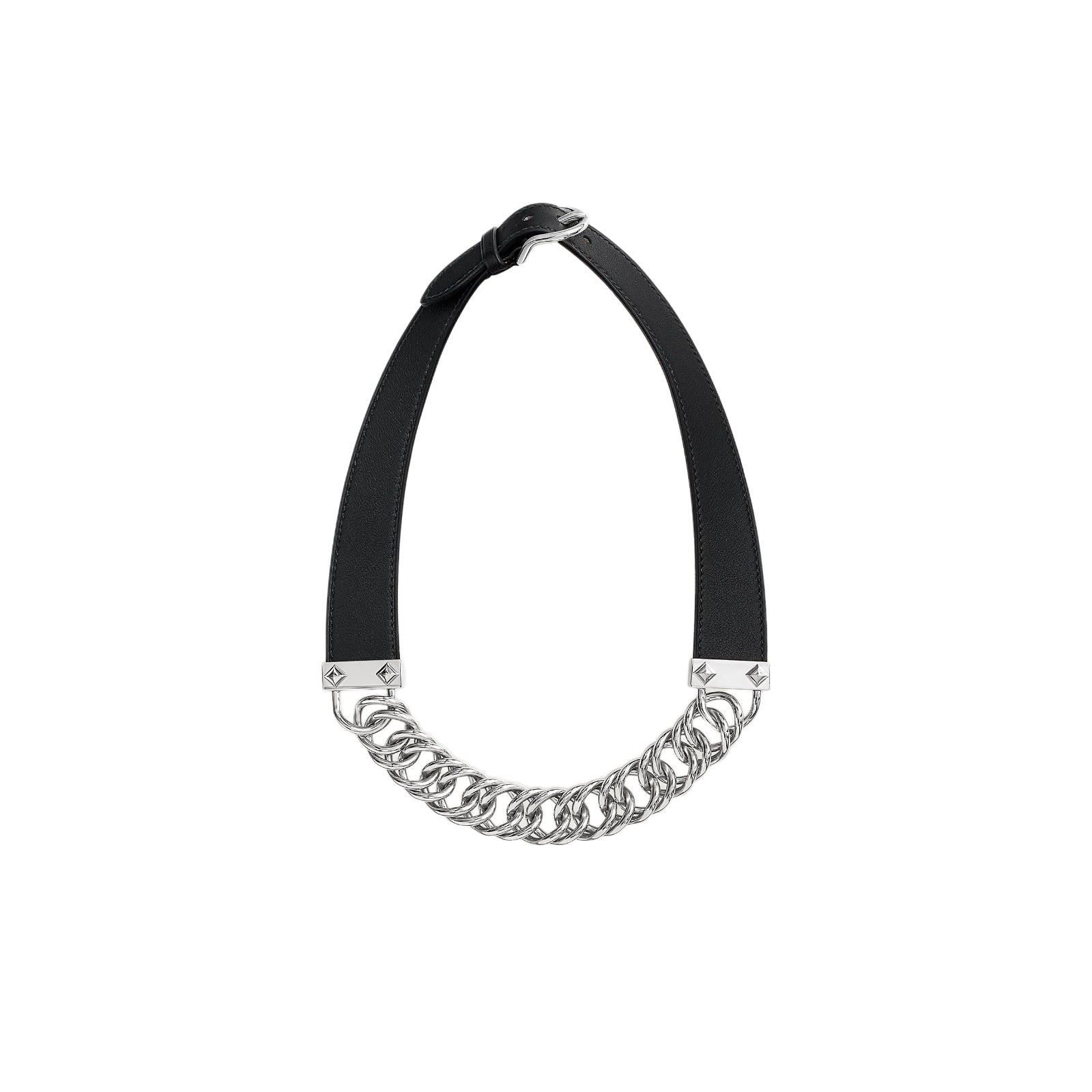 HERMÈS Gourmette Equestre necklace, large model （Silver）