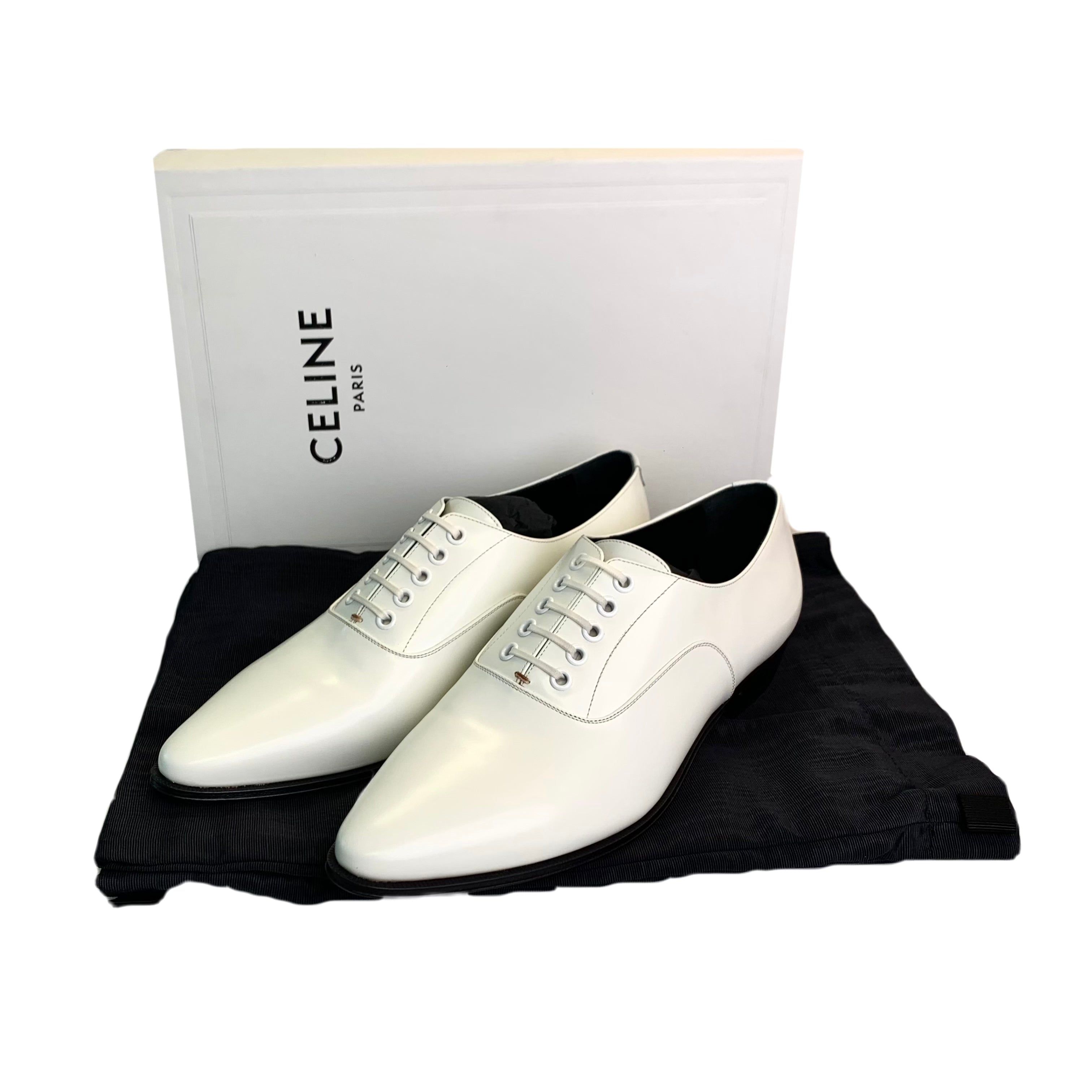 Celine × Hedi Slimane White Oxford Boots 38