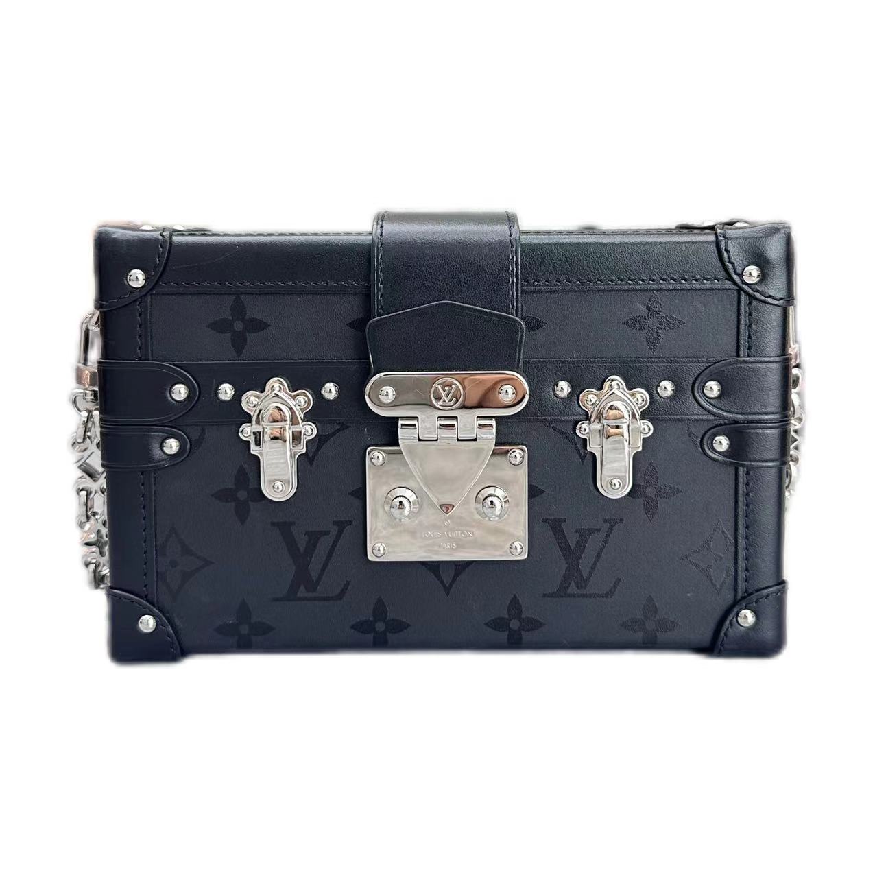 LOUIS VUITTON Petite Malle Calfskin SHW (Black)