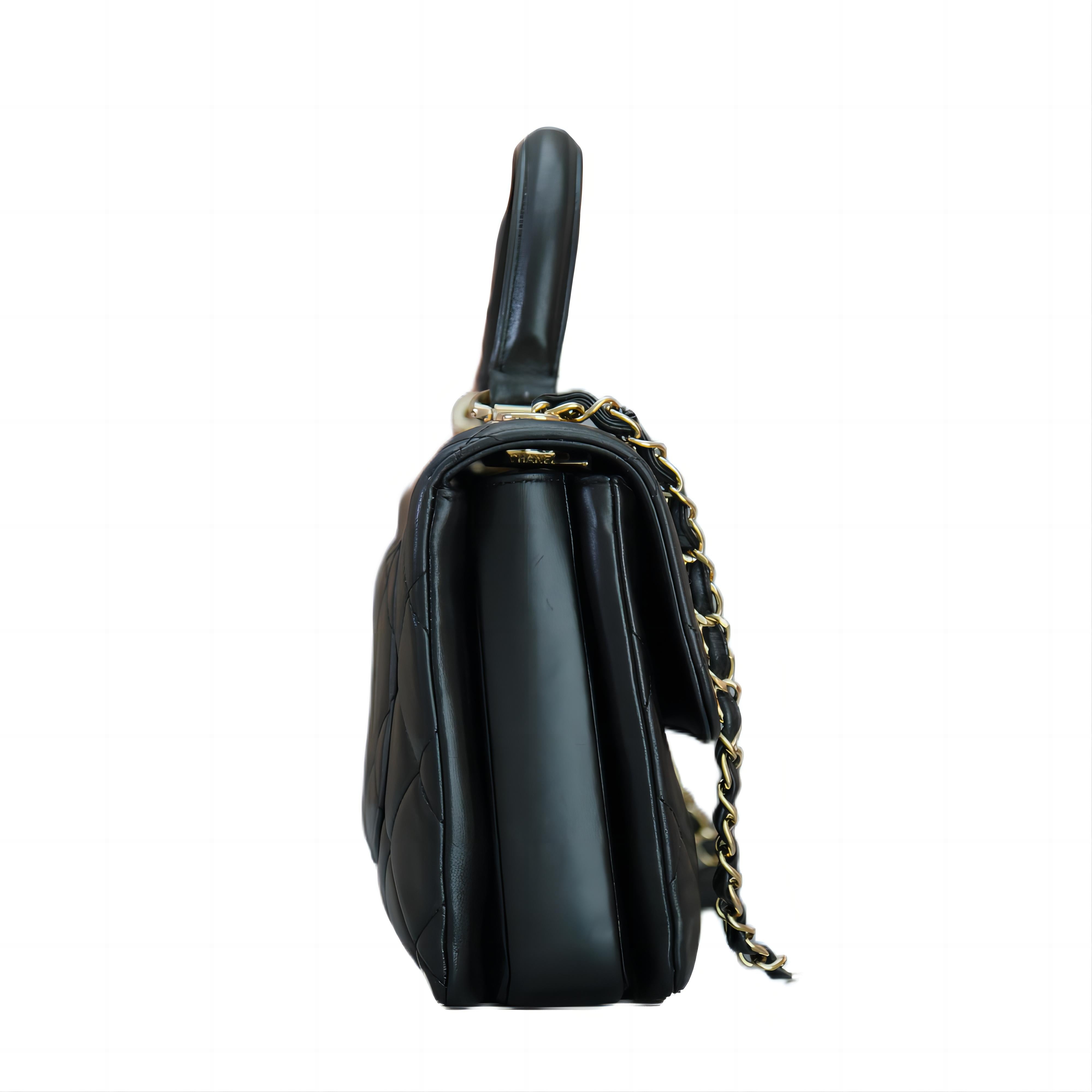 Chanel Top Handle Trendy CC Flap Bag in Lambskin LGHW Black