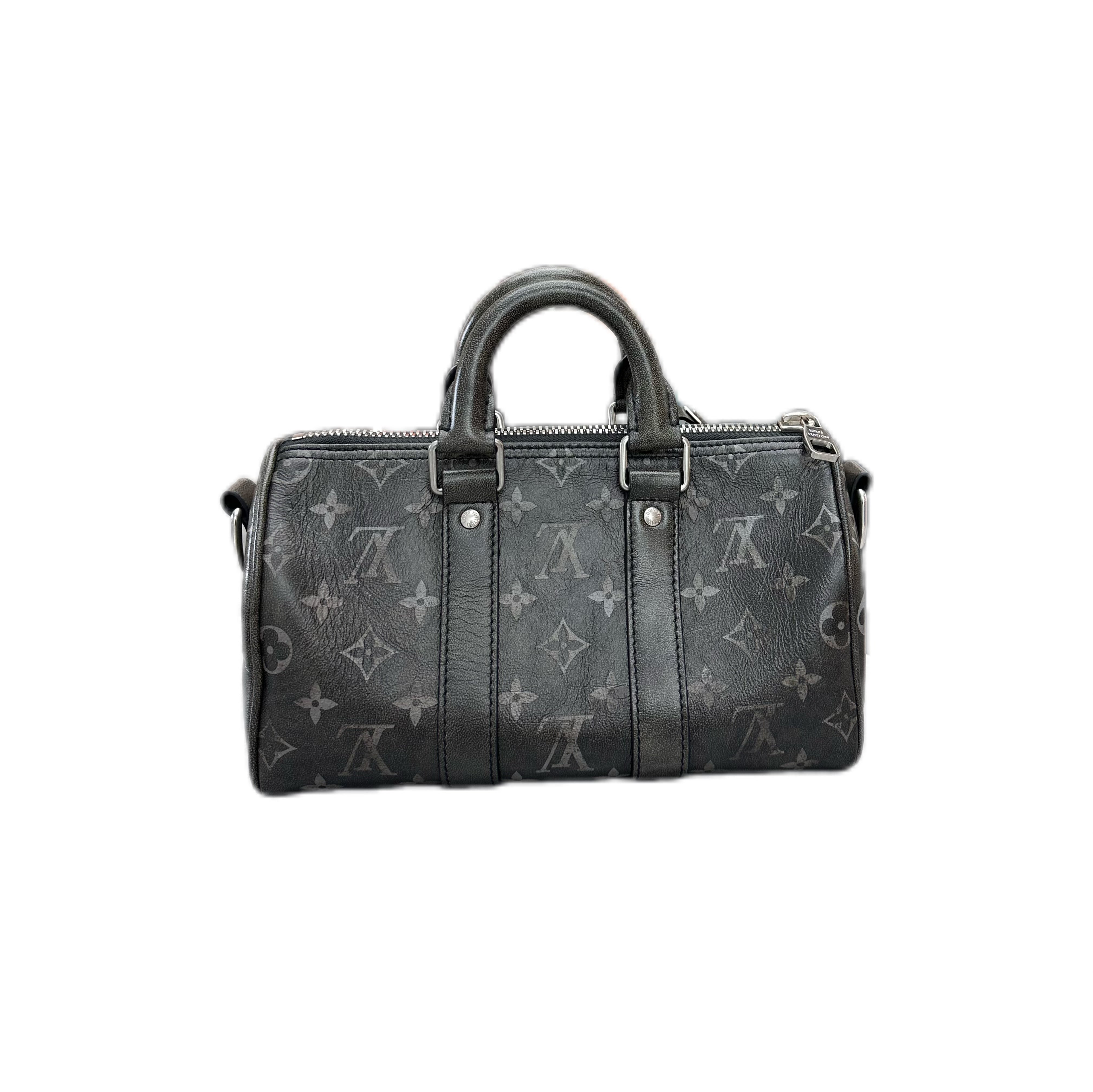 LOUIS VUITTON Keepall Bandoulière 25 Brushed Monogram SHW black