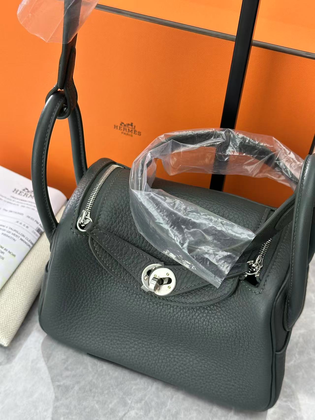 Hermes Mini Lindy Bag In Dark Green K Stamp PHW