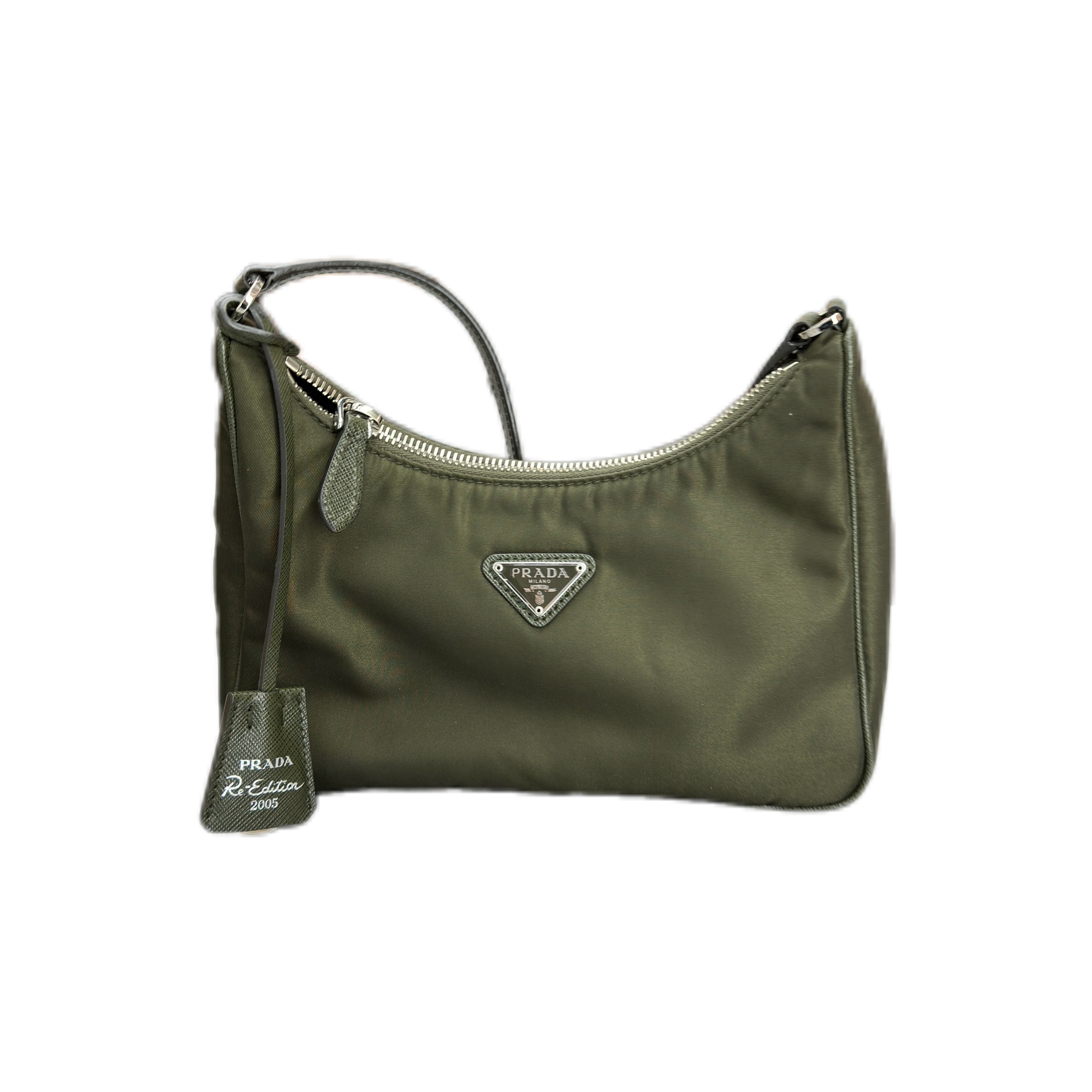 PRADA Re-Edition 2005 Re-Nylon and Saffiano Mini Bag (Olive Green)