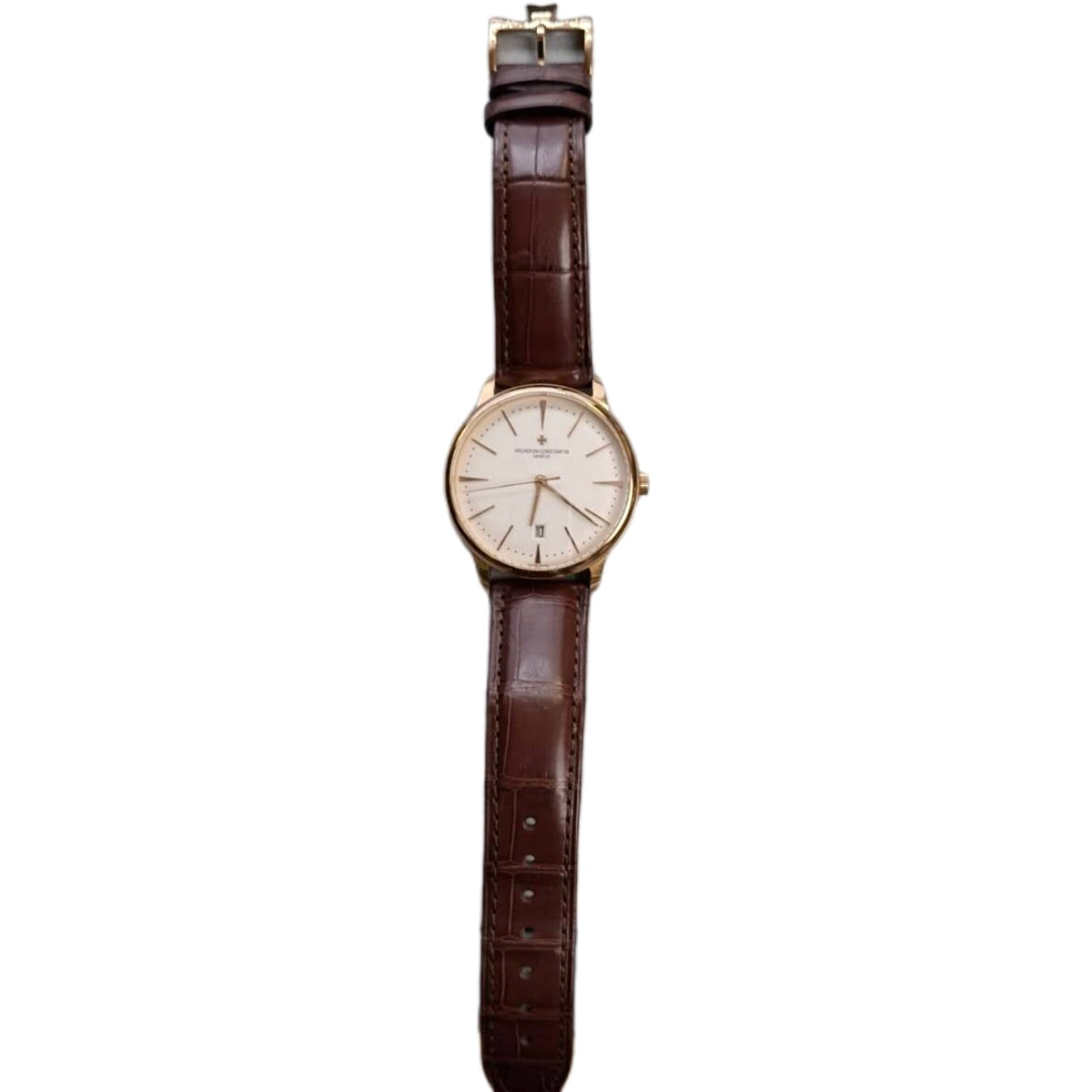 VACHERON CONSTANTIN 85180/000R-9248 Patrimony 40 Pink Gold, Silver-toned opaline dial, Brown Alligator leather strap