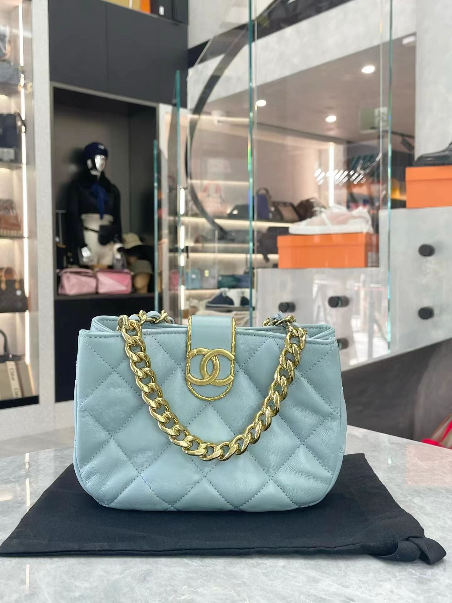 Chanel 22B Mini Hobo Bag in sky blue