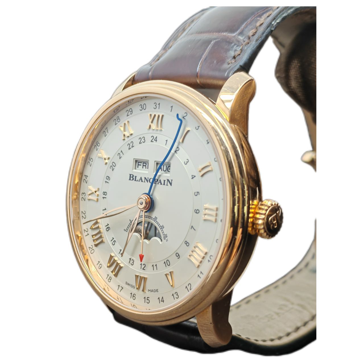 Blancpain 6676-3642-55B Villeret Complete 40mm with opaline dial,Crocodile skin Bracelet