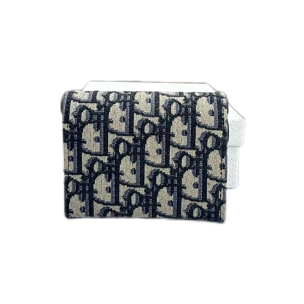 Christian Dior Saddle Lotus Wallet Oblique Jacquard (Blue)