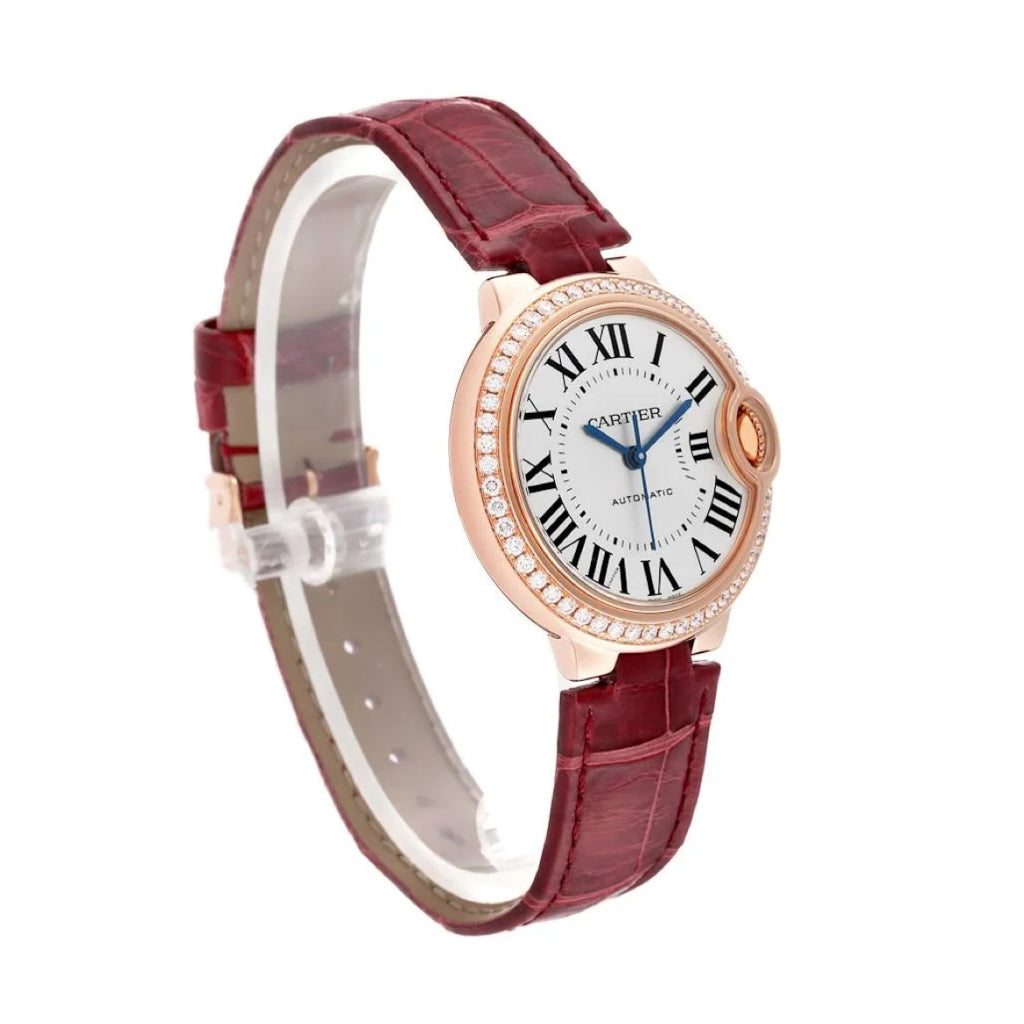 Cartier WJBB0034 BALLON BLEU DE CARTIER WATCH 36 Rose Gold, Burgundy alligator strap