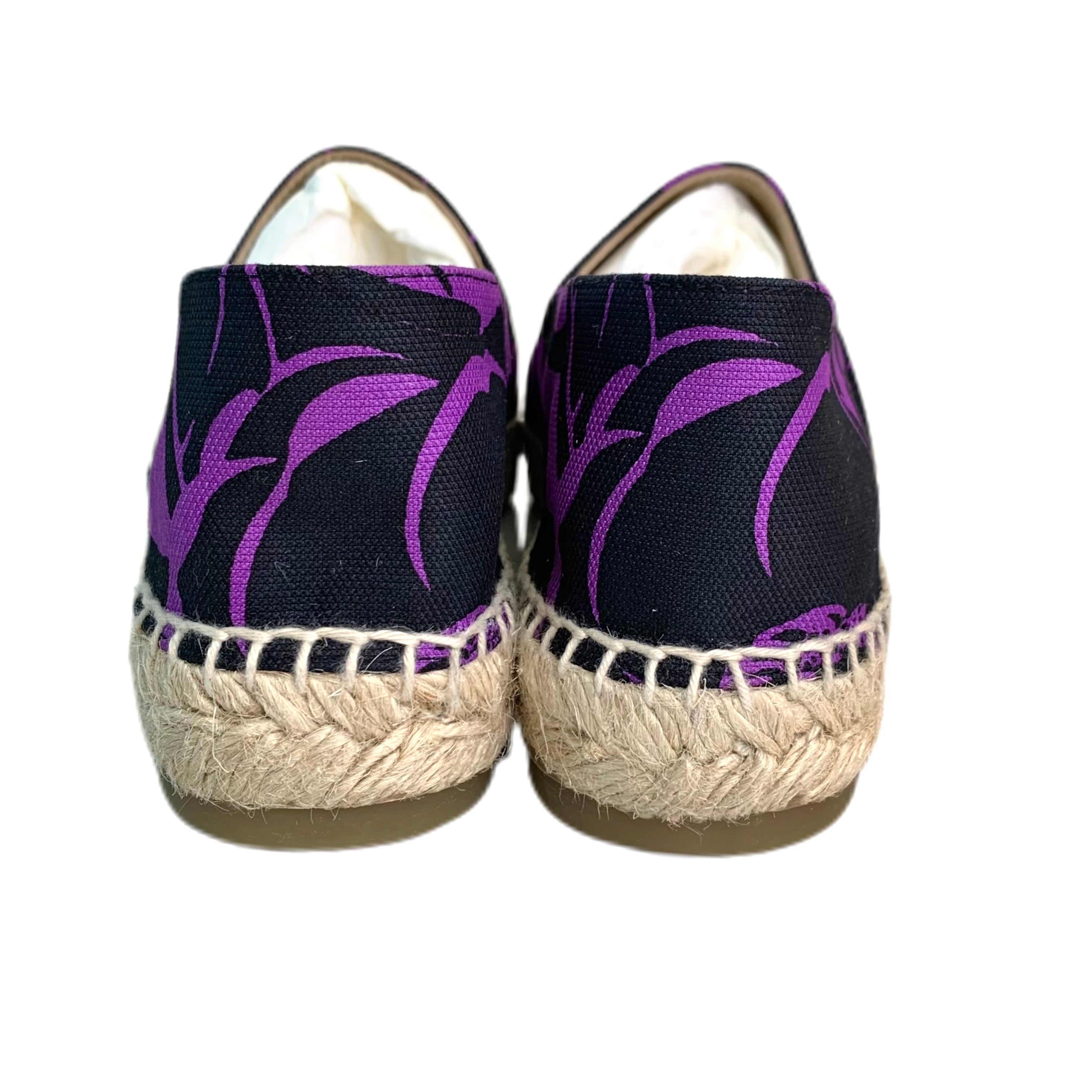 Chanel Espadrille Canvas Printed Flat Purple 38