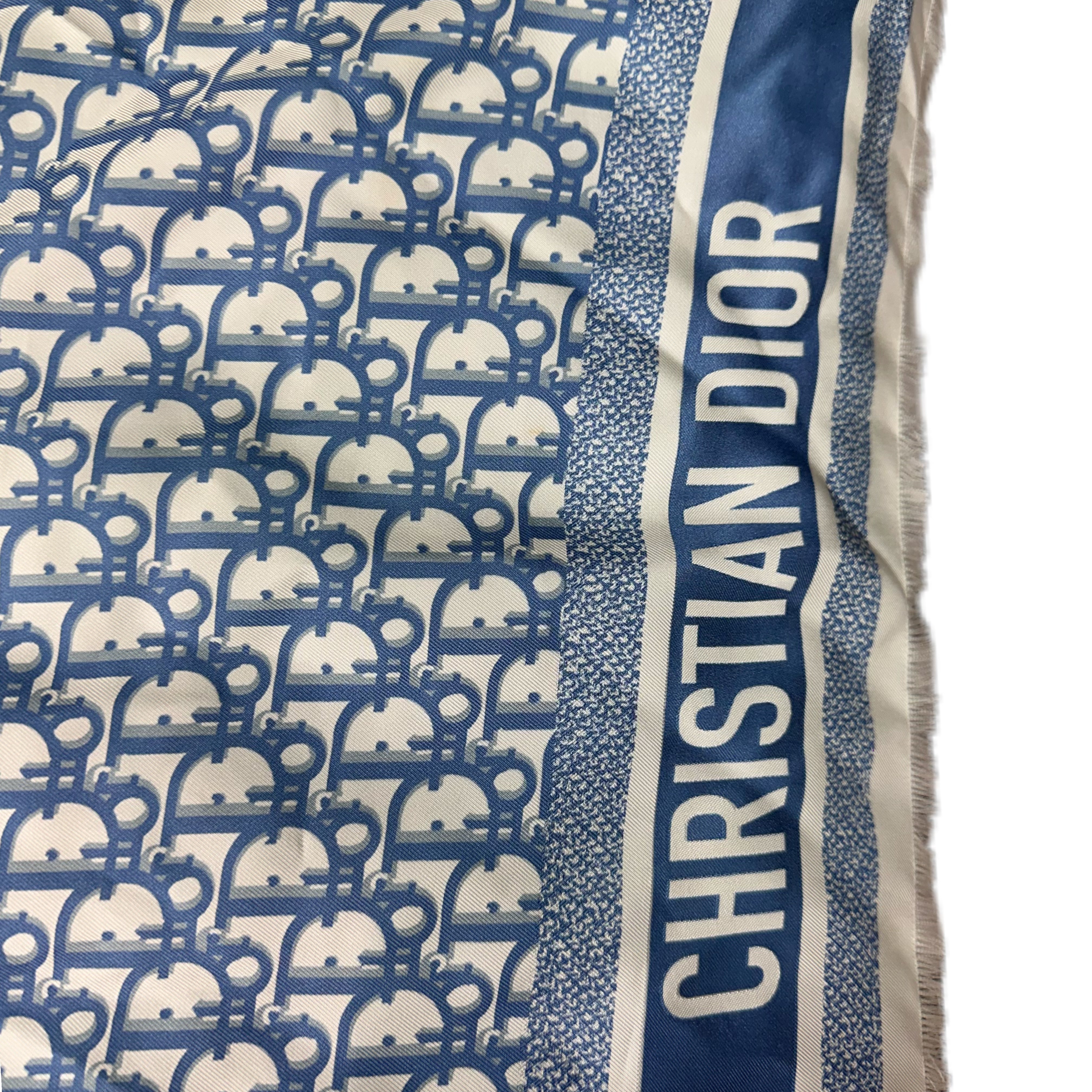 CHRISTIAN DIOR Oblique Diortwin 90 Square Scarf (Blue)