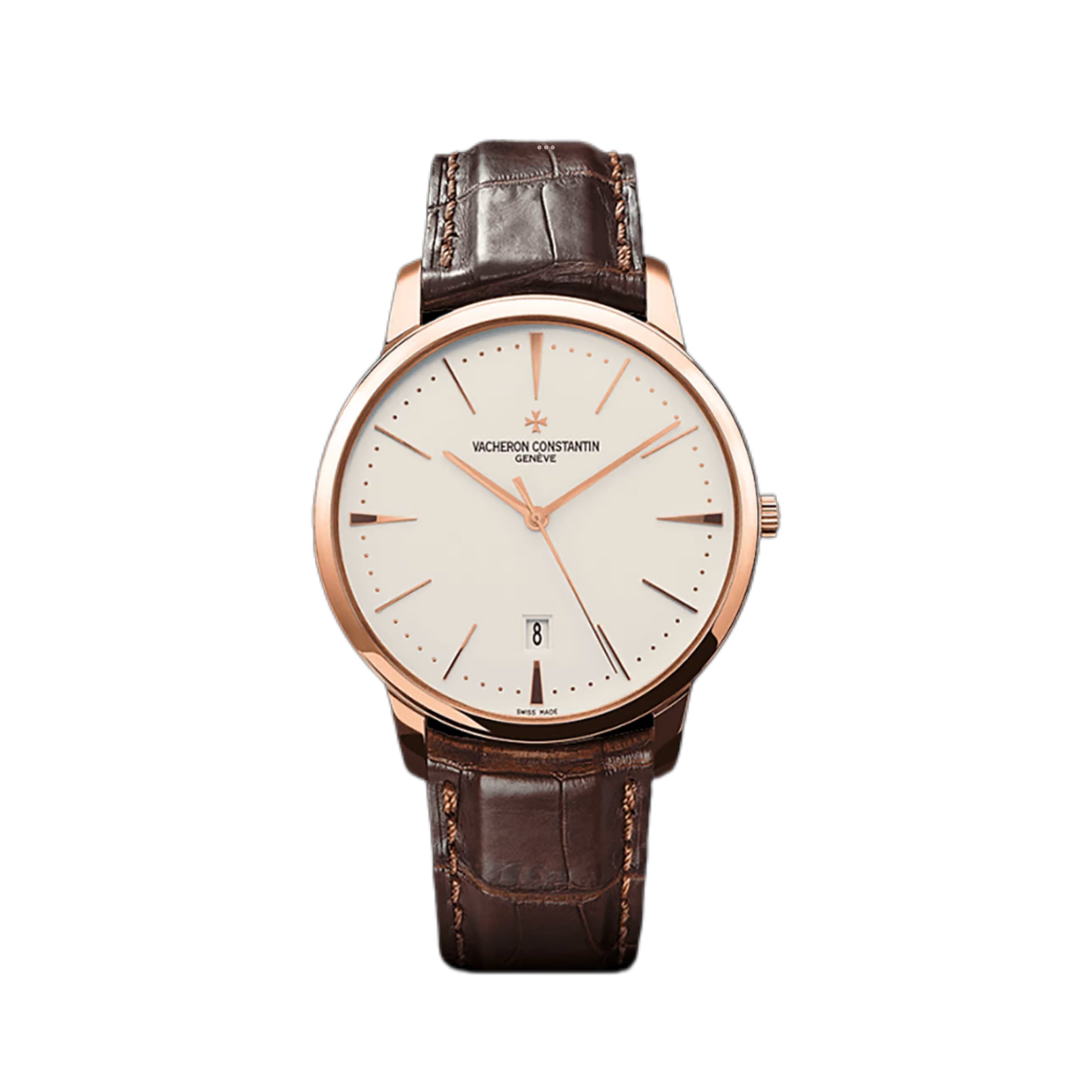 VACHERON CONSTANTIN 85180/000R-9248 Patrimony 40 Pink Gold, Silver-toned opaline dial, Brown Alligator leather