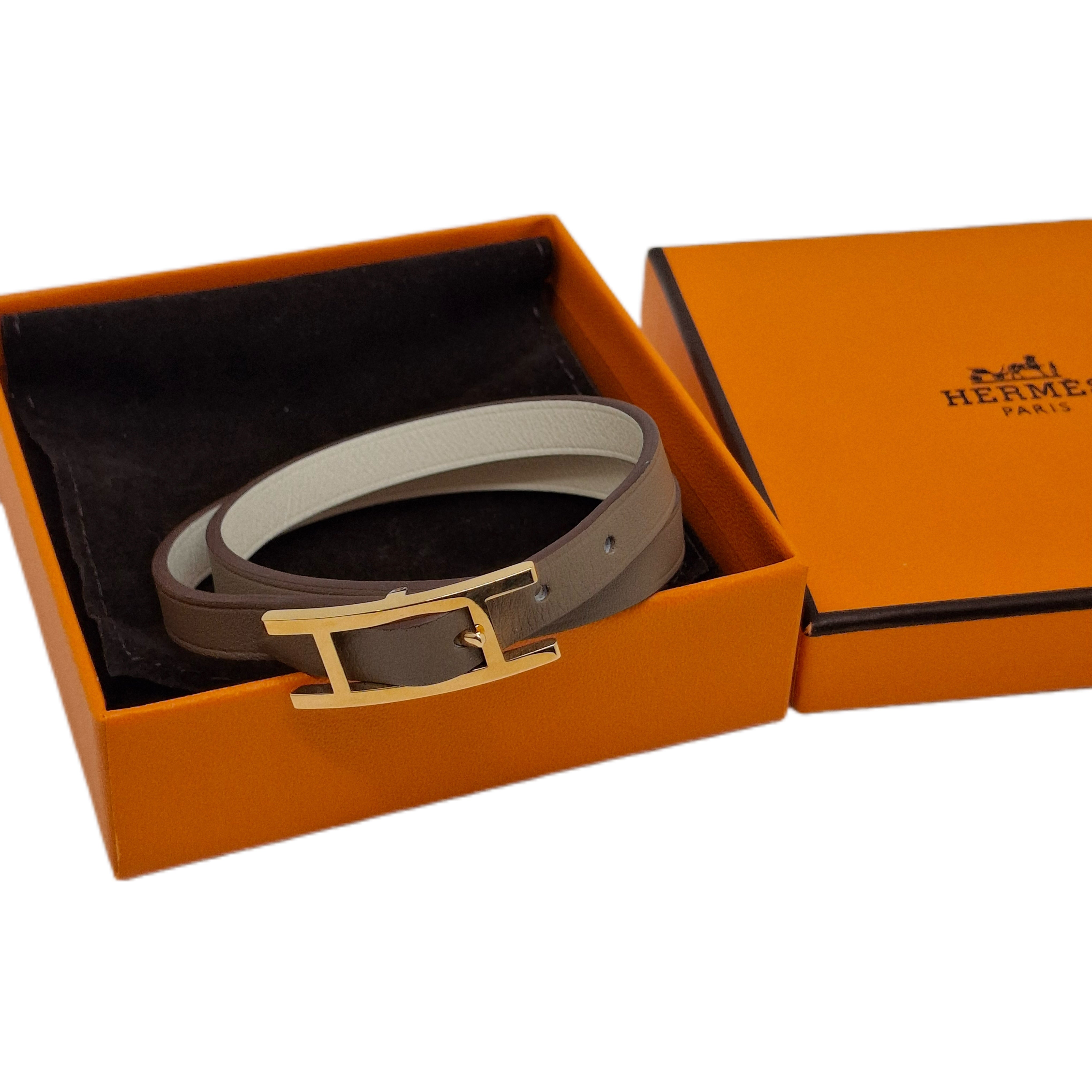 HERMÈS Behapi Double Tour bracelet Étoupe / Nata