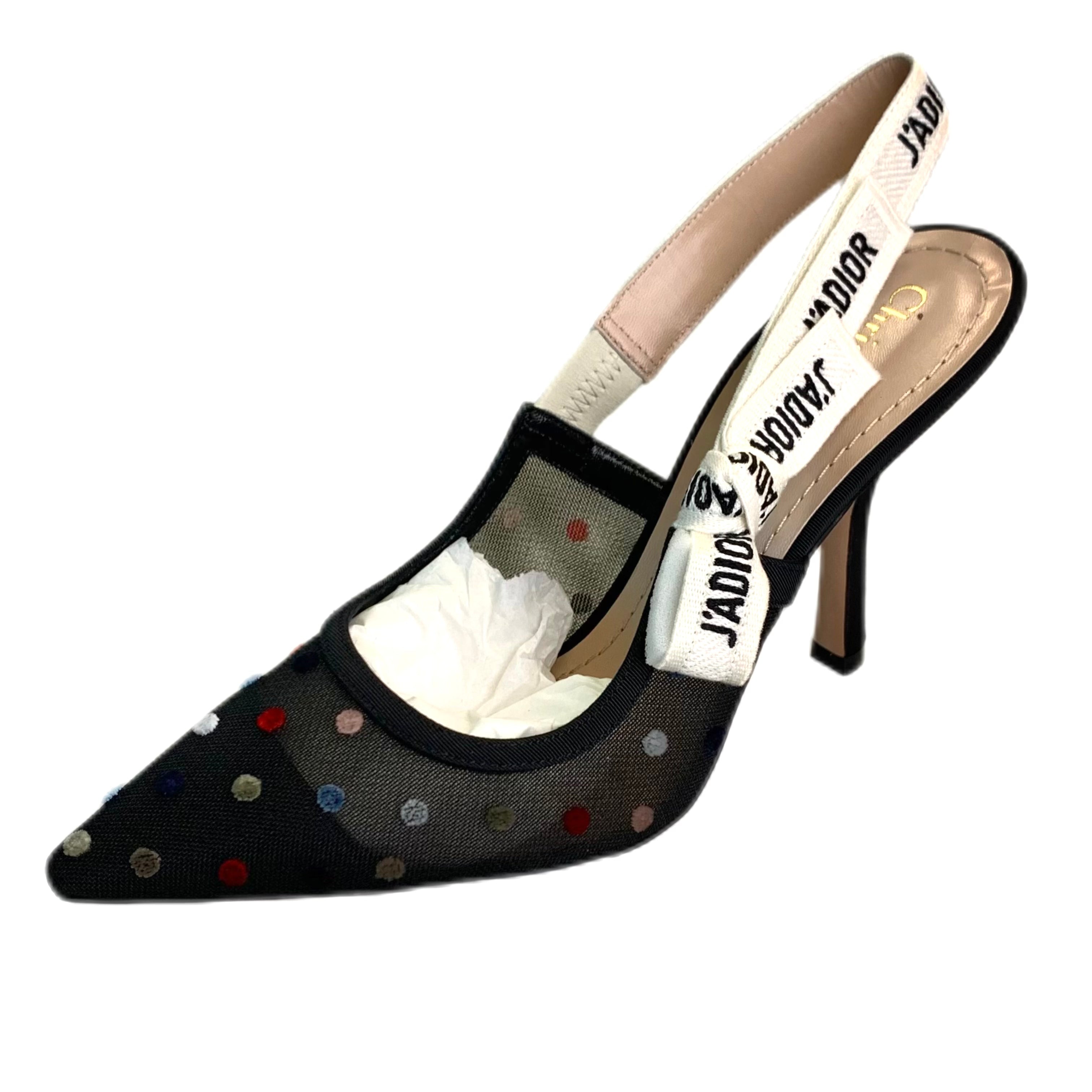 CHRISTIAN DIOR J'Adior slingback pump Black with Mini Dot 37.5