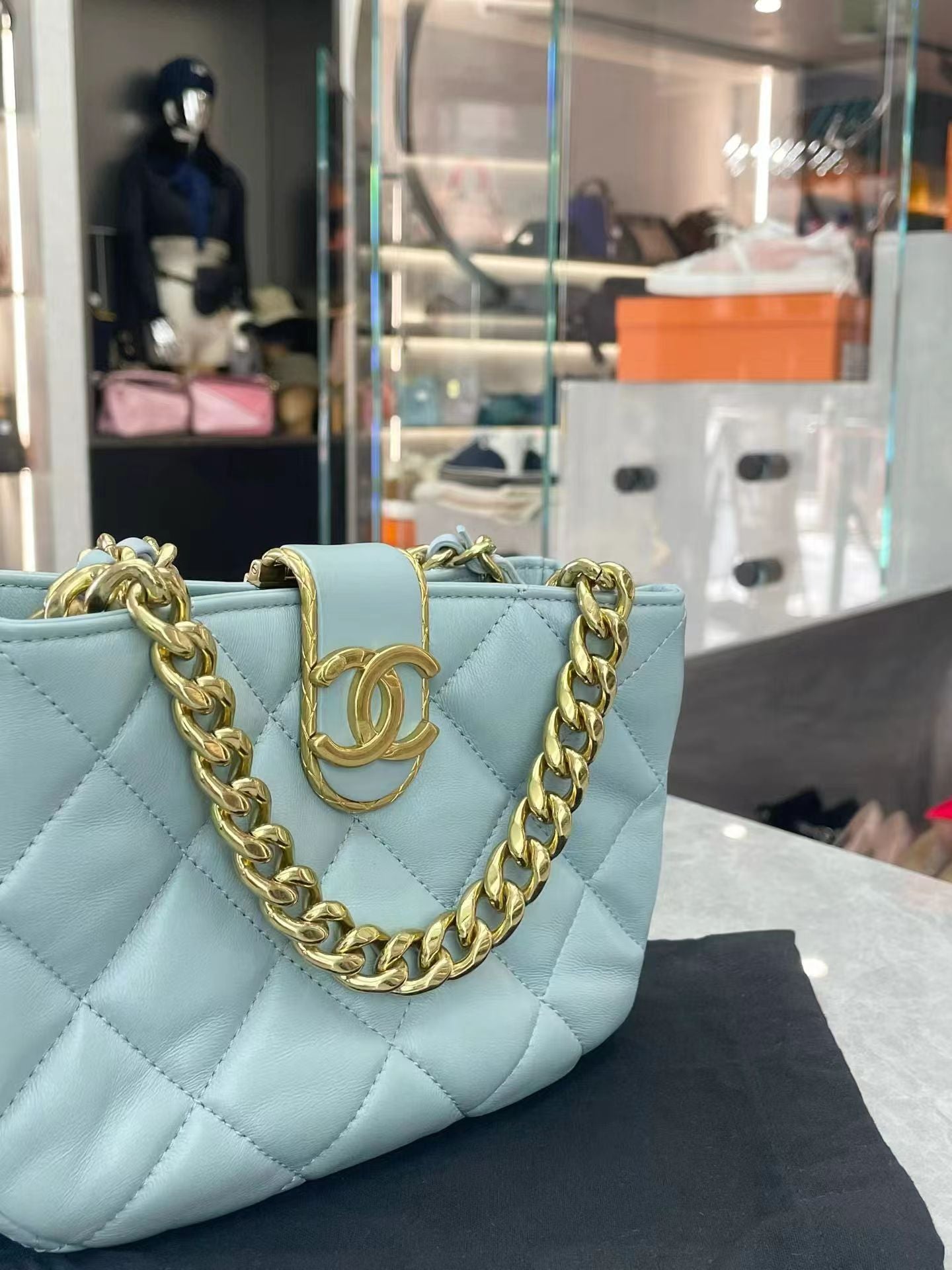 Chanel 22B Mini Hobo Bag in sky blue