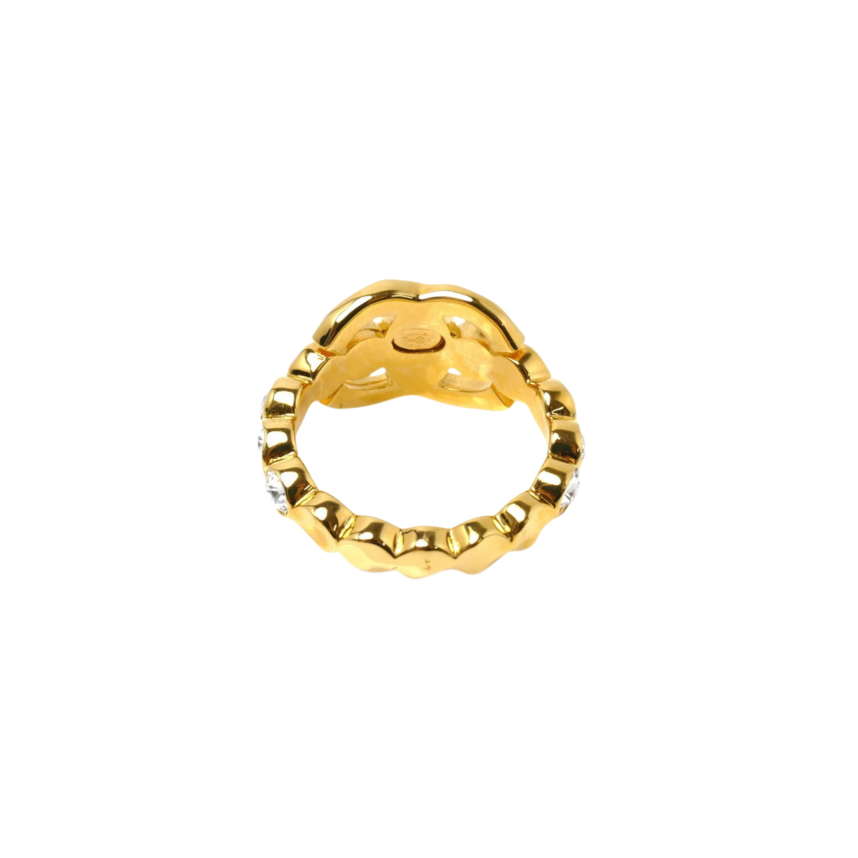 CHANEL 23C Gold and Crystal Ring