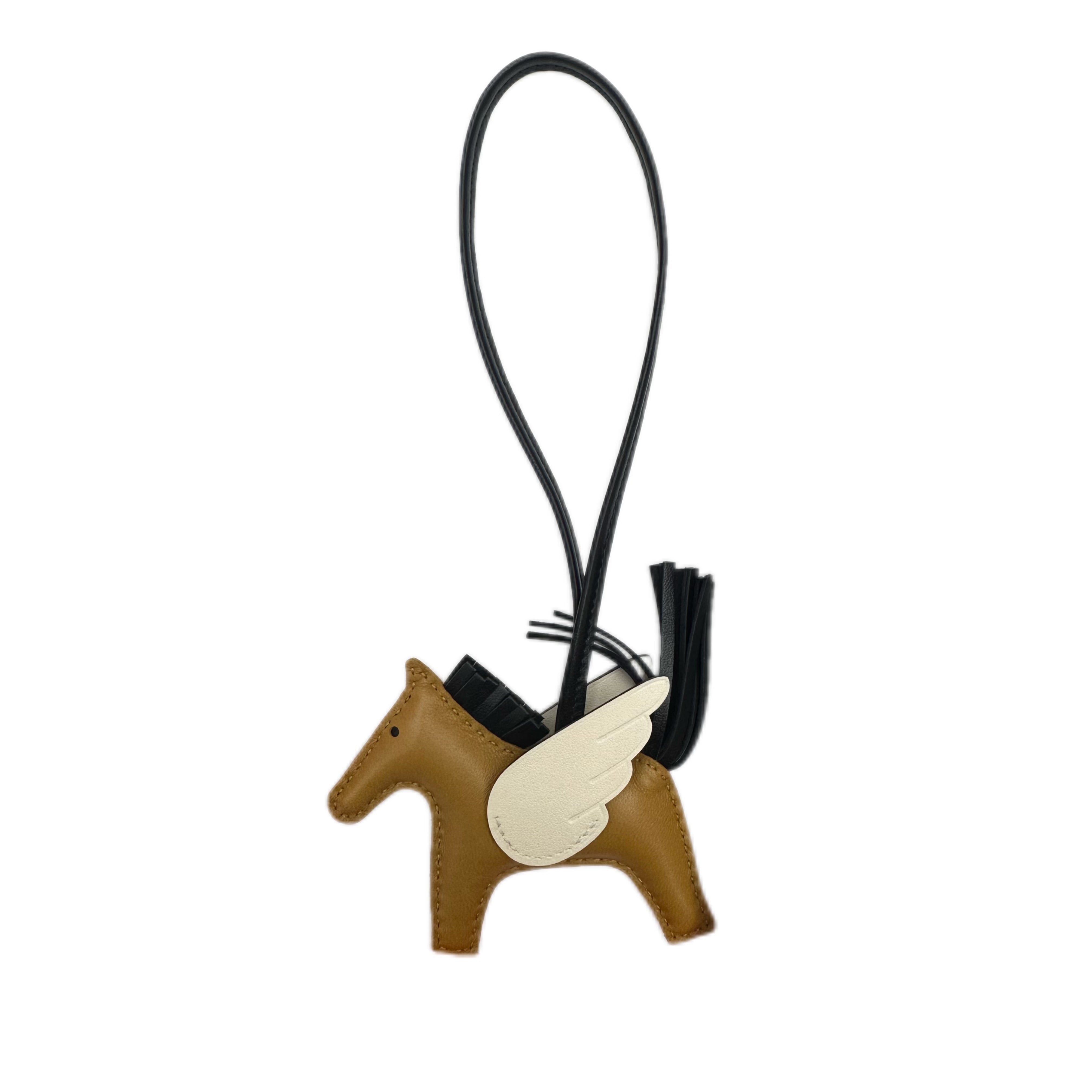 HERMÈS Rodeo Pegase PM Bag Charm (Sesame/Beige/Black) W stamp