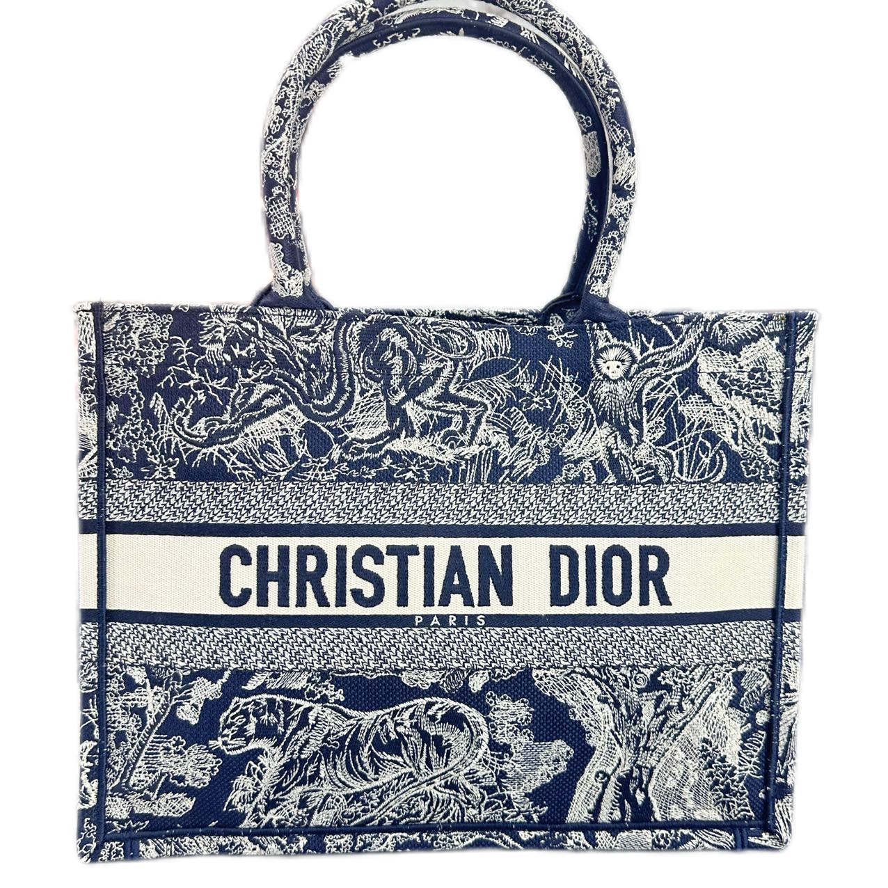 Christian Dior Medium Dior Book Tote Ecru and Black Toile de Jouy Embroidery