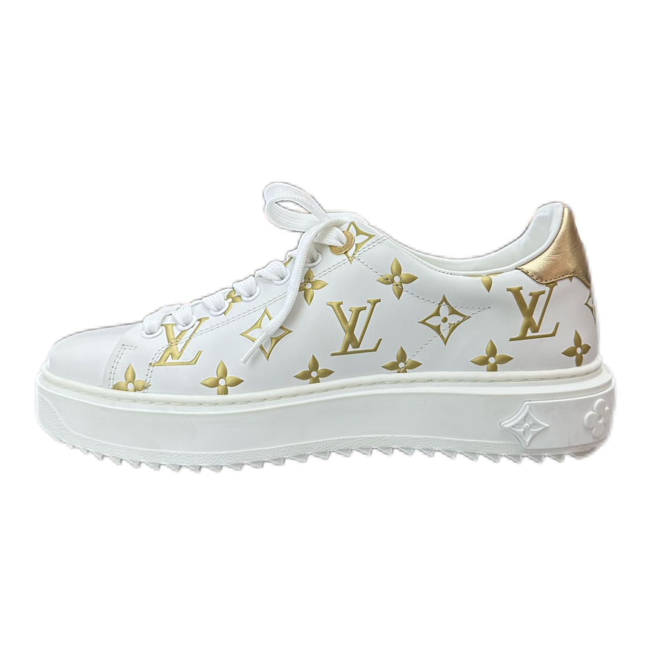 LOUIS VUITTON Time Out Sneaker (White/Gold) 37.5