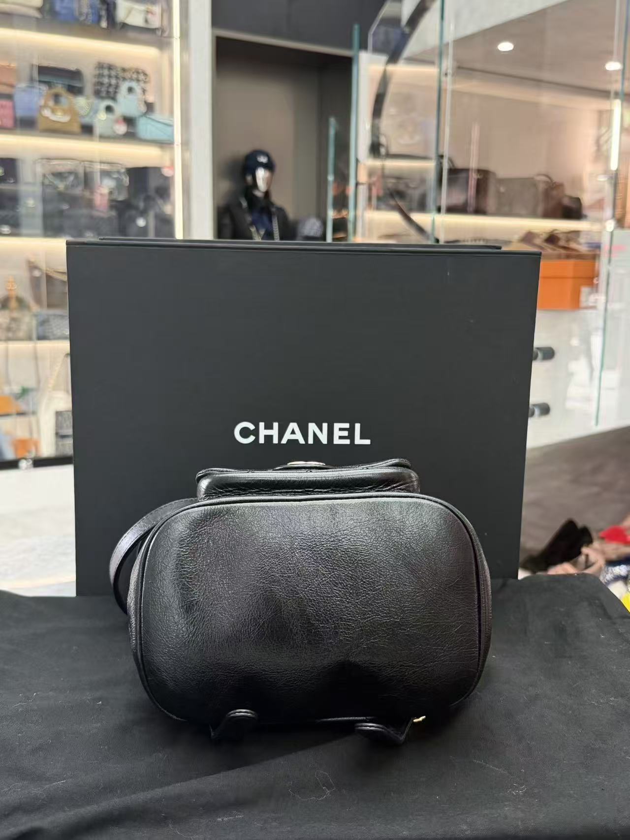 Chanel Duma backpack in black leather with gold-tone hardware