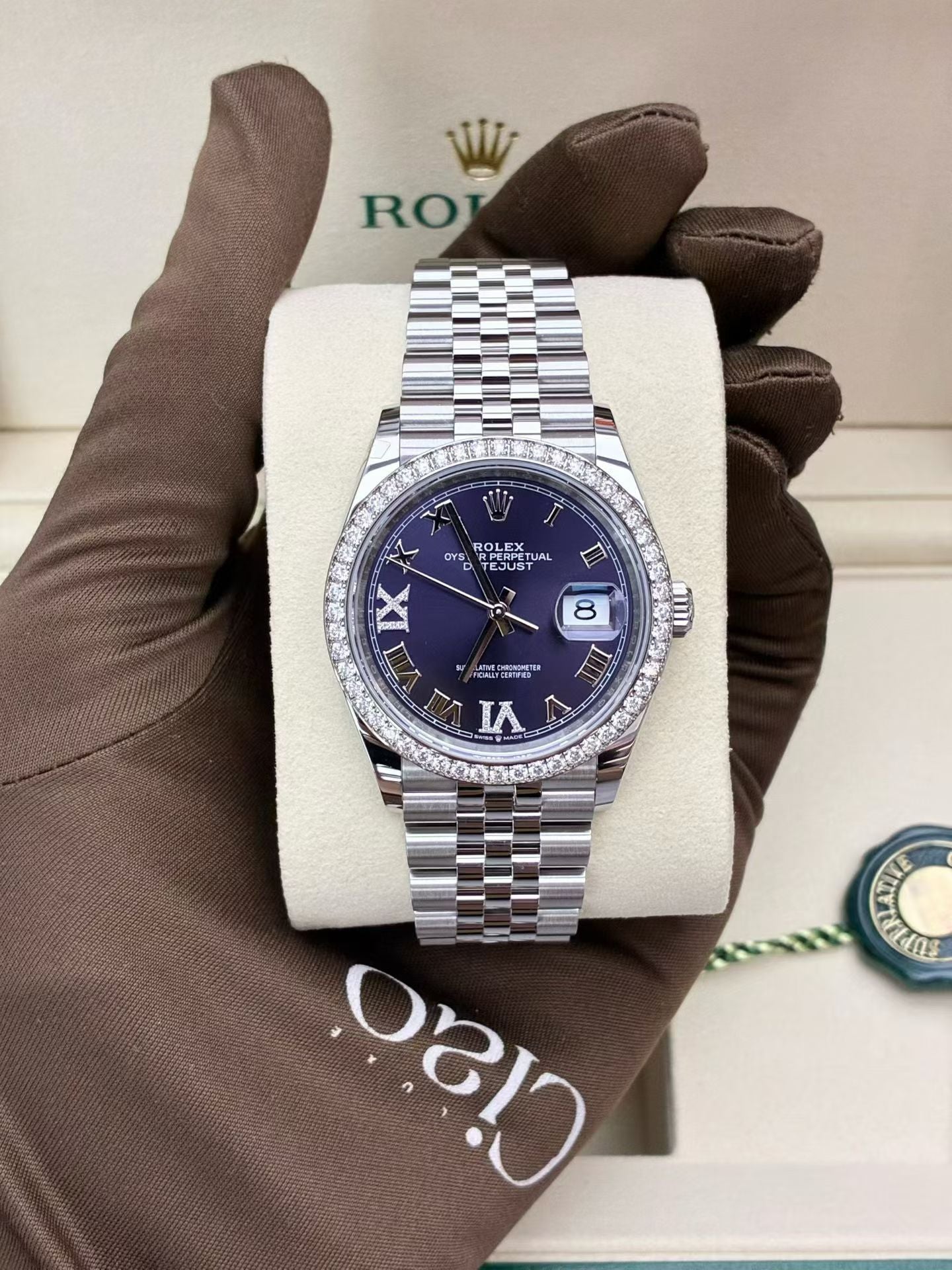 Rolex Datejust 36  Oyster, 36 mm, Oystersteel, white gold and diamonds