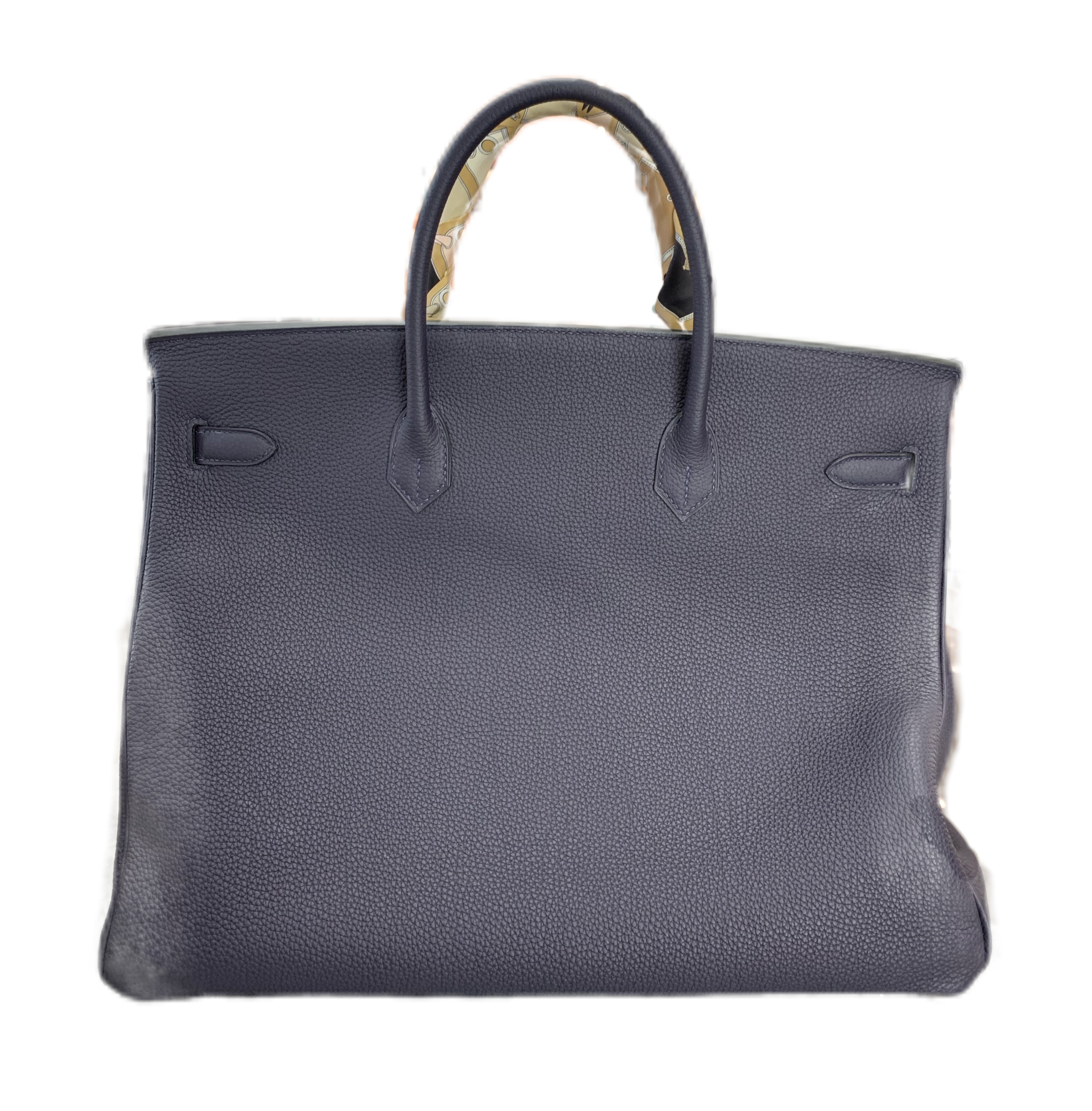 HERMÈS BIRKIN 40 Togo Leather SHW Officer Bleu Nuit and Vert Crypres (Dark Blue with Dark Green) C STAMP