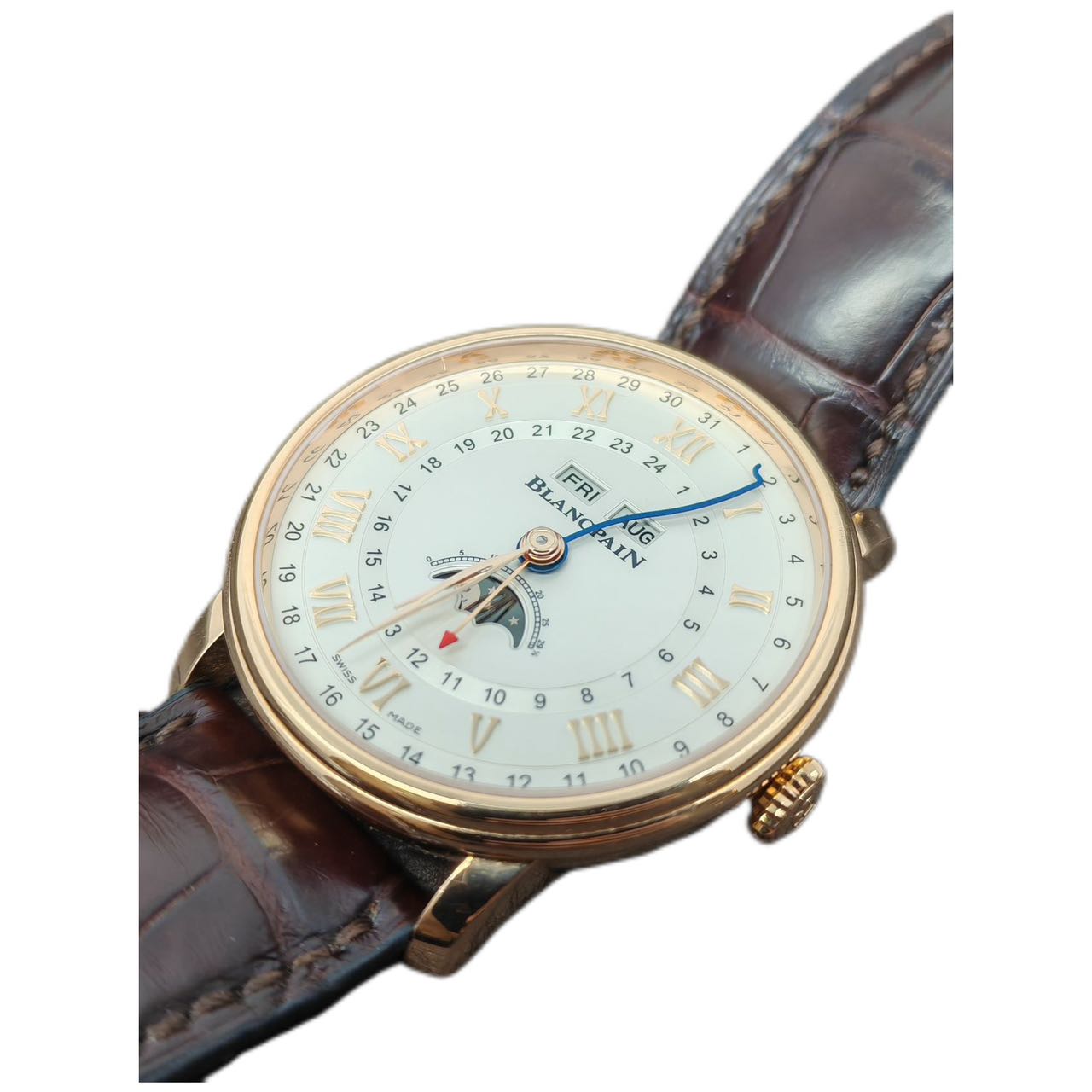 Blancpain 6676-3642-55B Villeret Complete 40mm with opaline dial,Crocodile skin Bracelet