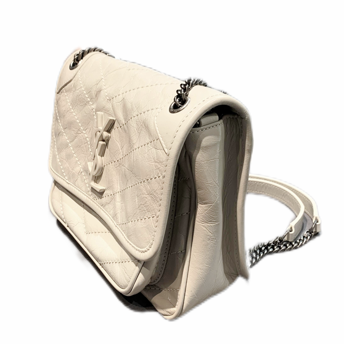 YSL Niki Baby Vintage White Flap Bag