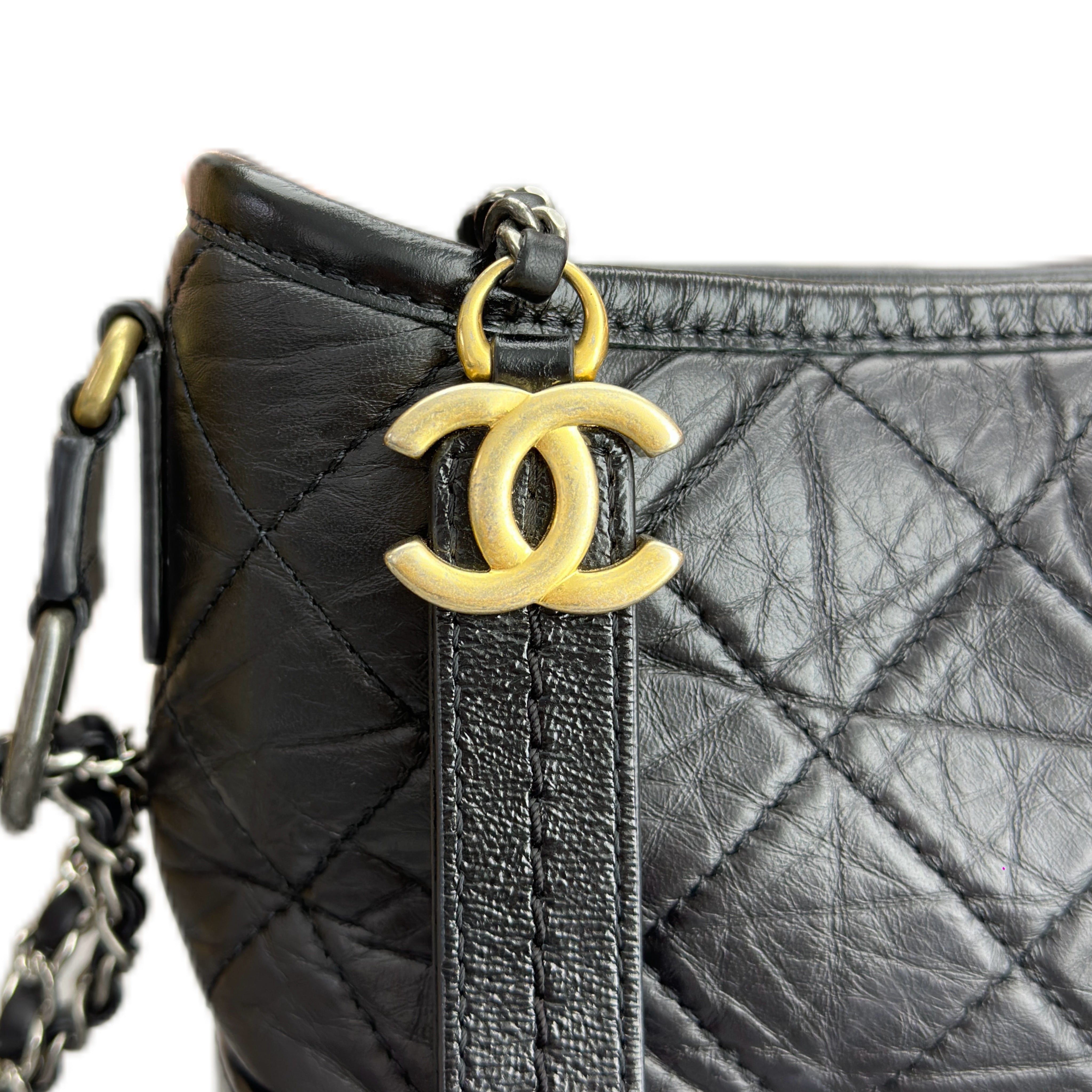 CHANEL GABRIELLE Handbag Small CALFSKIN Mixed Hardware（BLACK）