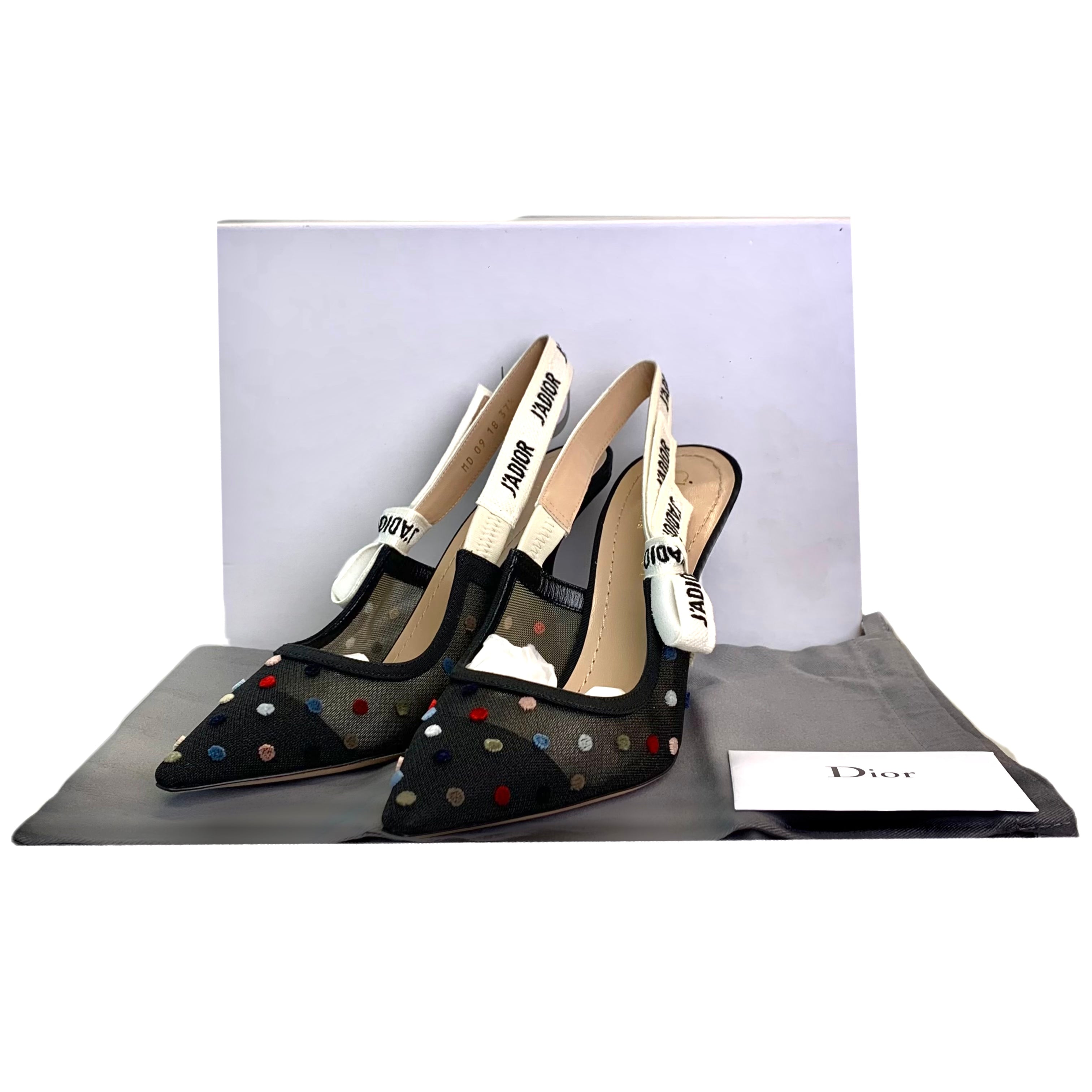 CHRISTIAN DIOR J'Adior slingback pump Black with Mini Dot 37.5