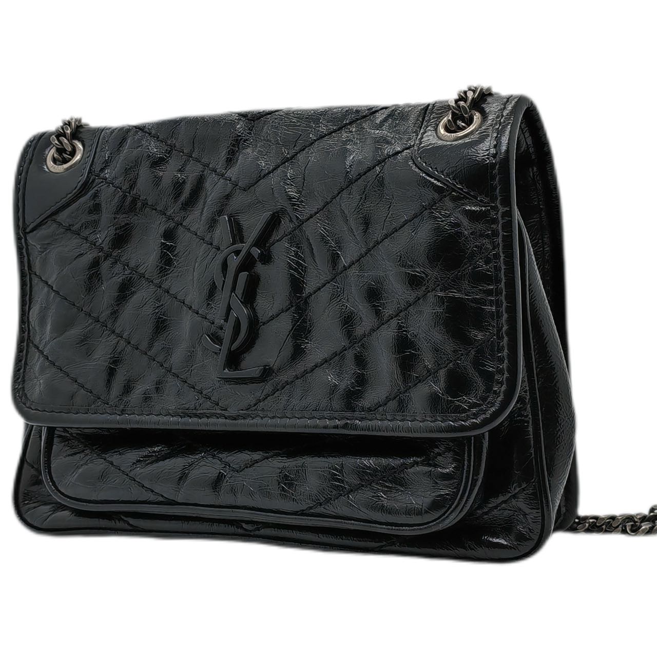 ysl Niki Medium Vintage Black Flap Bag