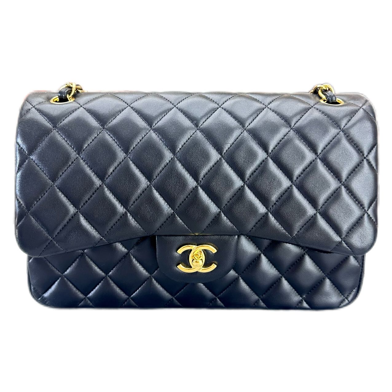 CHANEL Classic Jumbo Double Flap Bag lambskin GHW (Black)