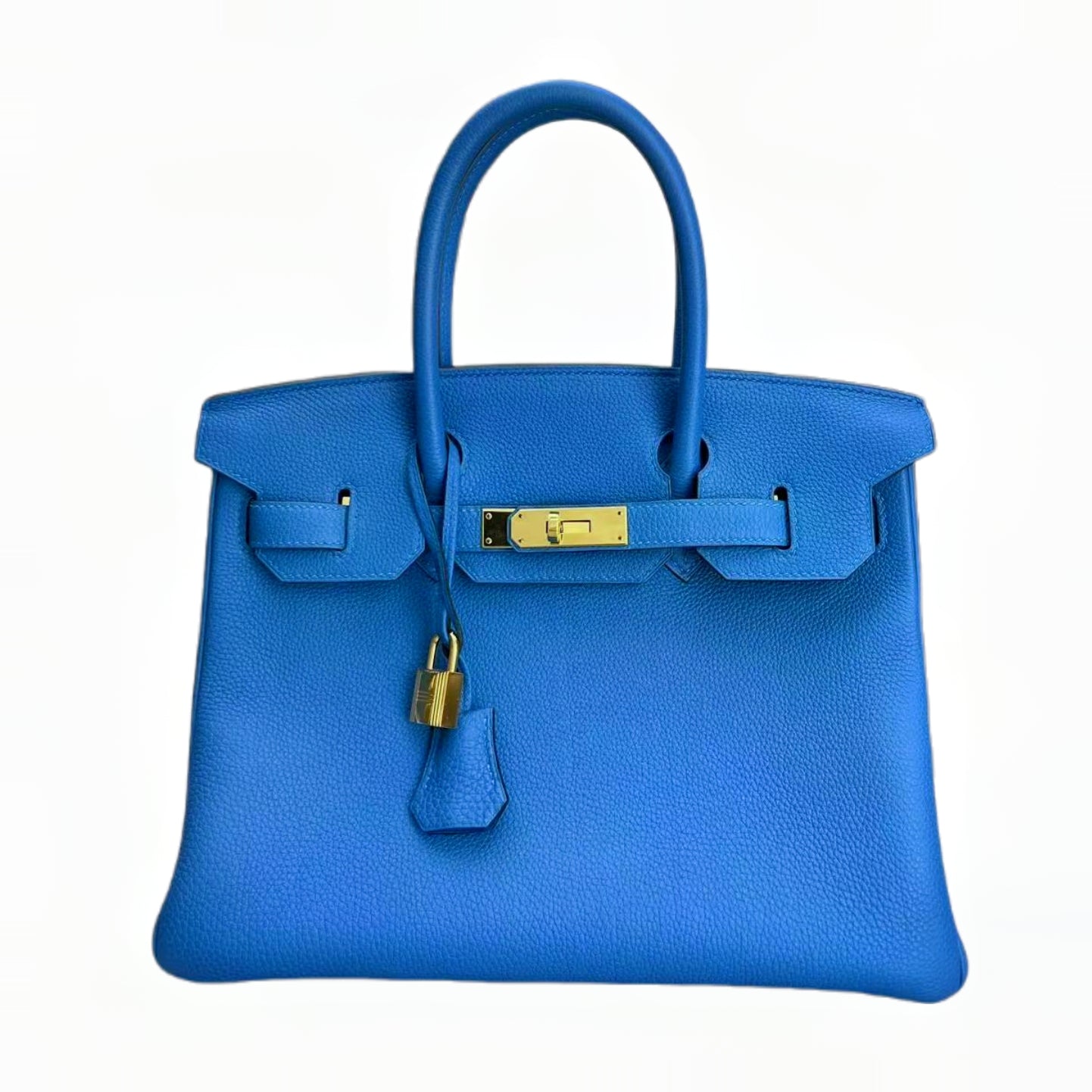 Hermès Birkin 30 Bag Togo Leather GHW Tanzania Blue A Stamp