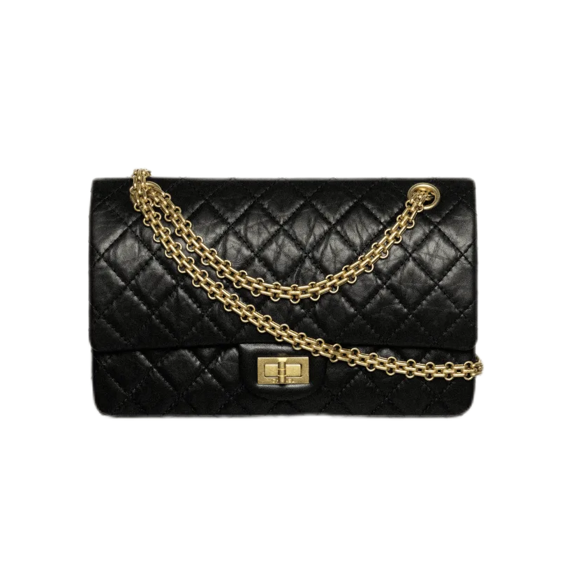 Chanel MINI 2.55 HANDBAG Aged Calfskin and Gold-tone Metal Black