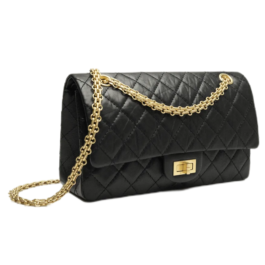 Chanel MINI 2.55 HANDBAG Aged Calfskin and Gold-tone Metal Black