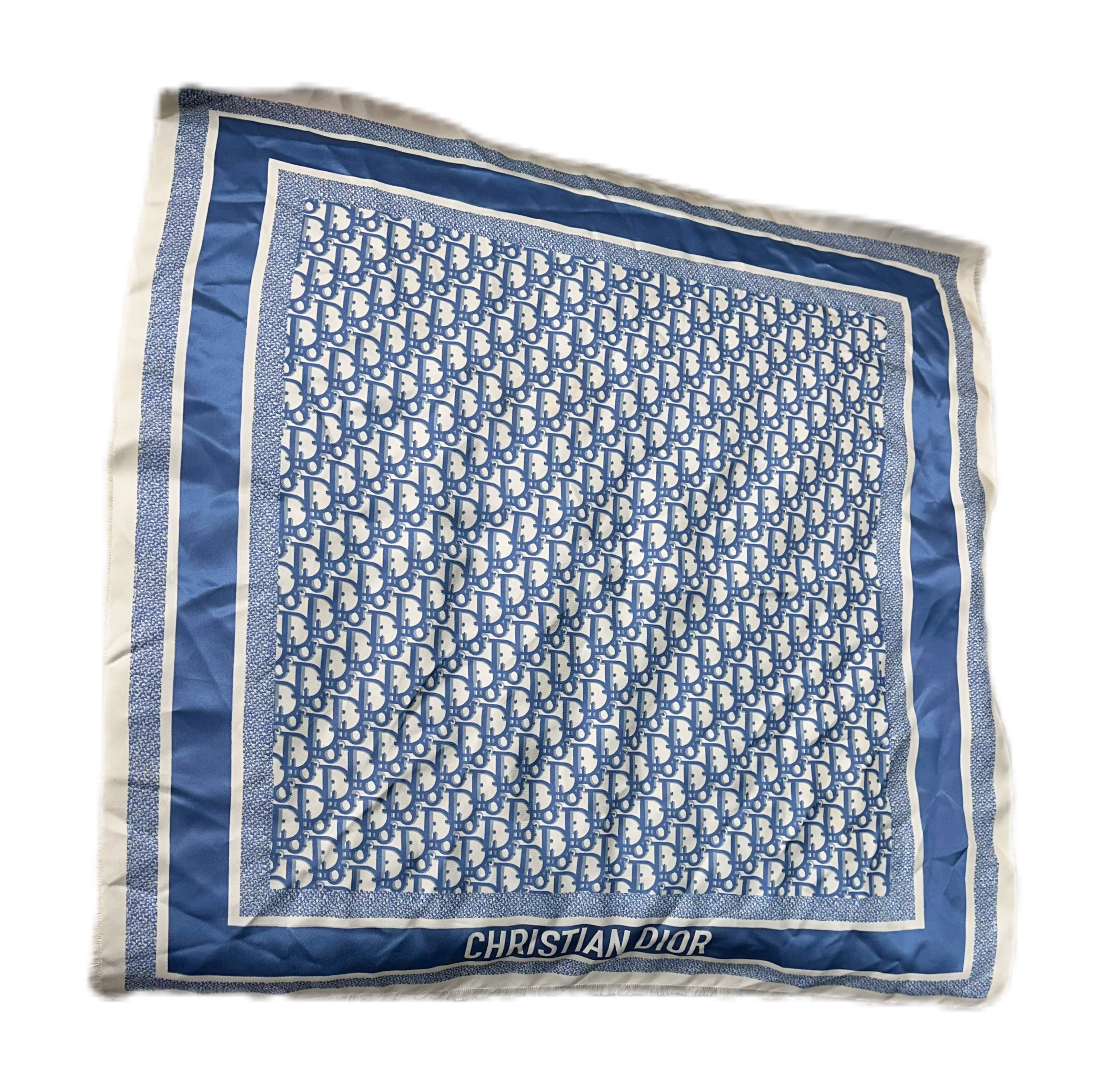 CHRISTIAN DIOR Oblique Diortwin 90 Square Scarf (Blue)