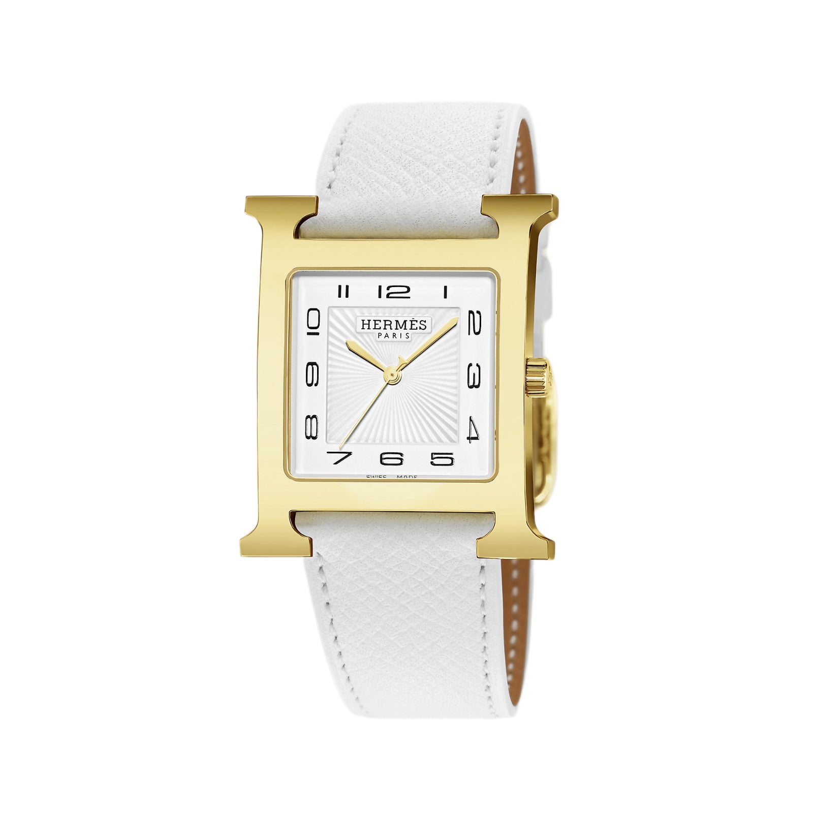 HERMÈS W036735WW00 Heure H Automatique watch Small 25, Steel Case, Bright white dial, Etoupe