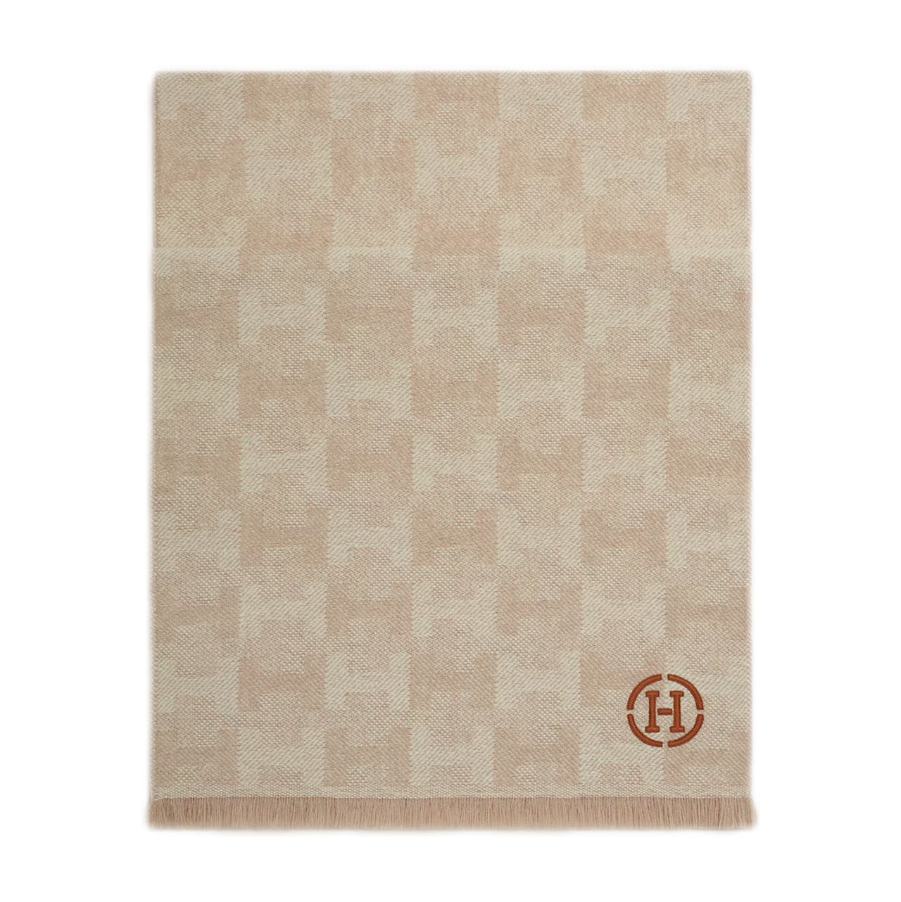 HERMÈS H Jacquard muffler Beige / Écru Designed by Philippe Mouquet