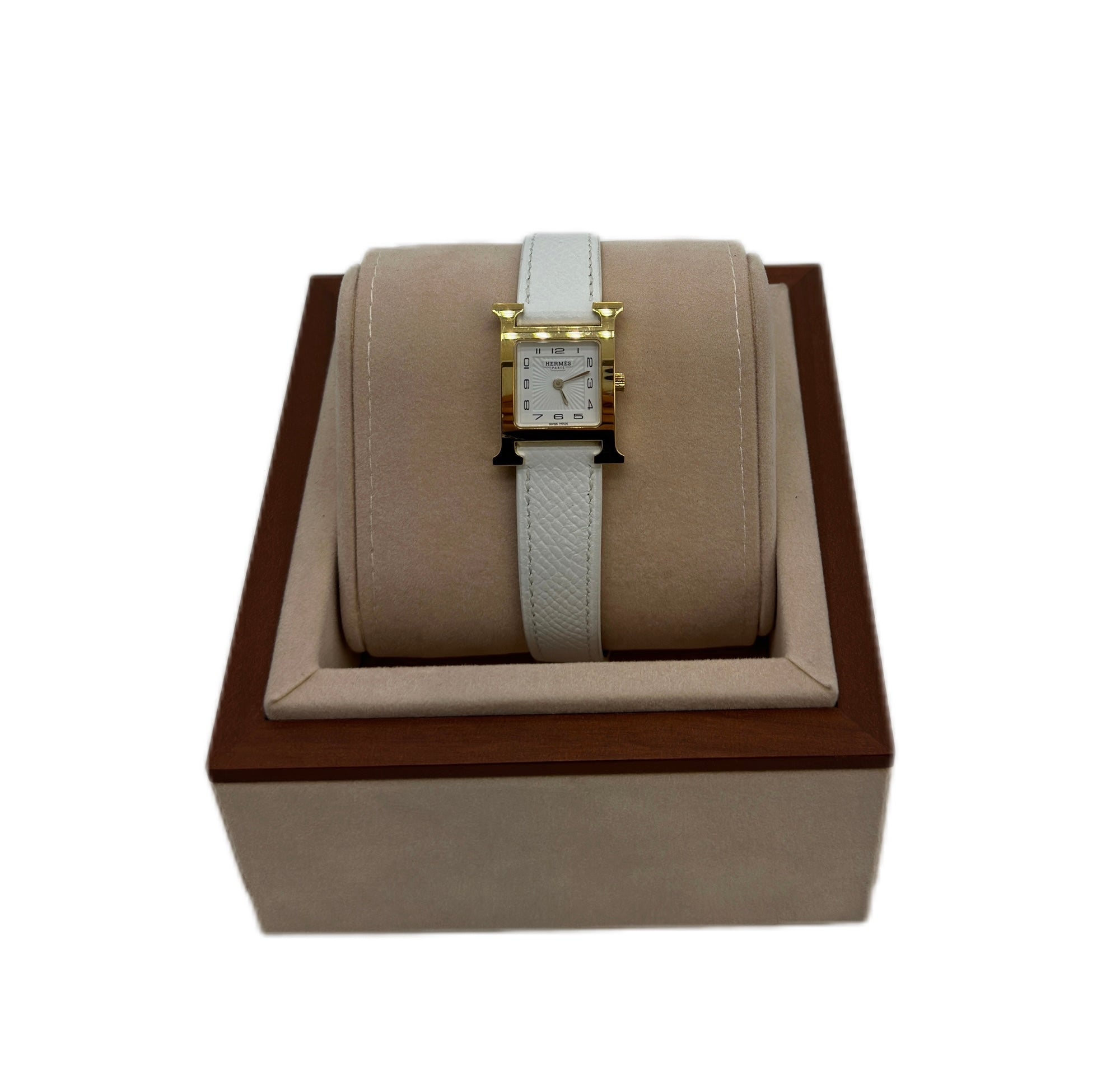 HERMÈS W036735WW00 Heure H Automatique watch Small 25, Steel Case, Bright white dial, Etoupe