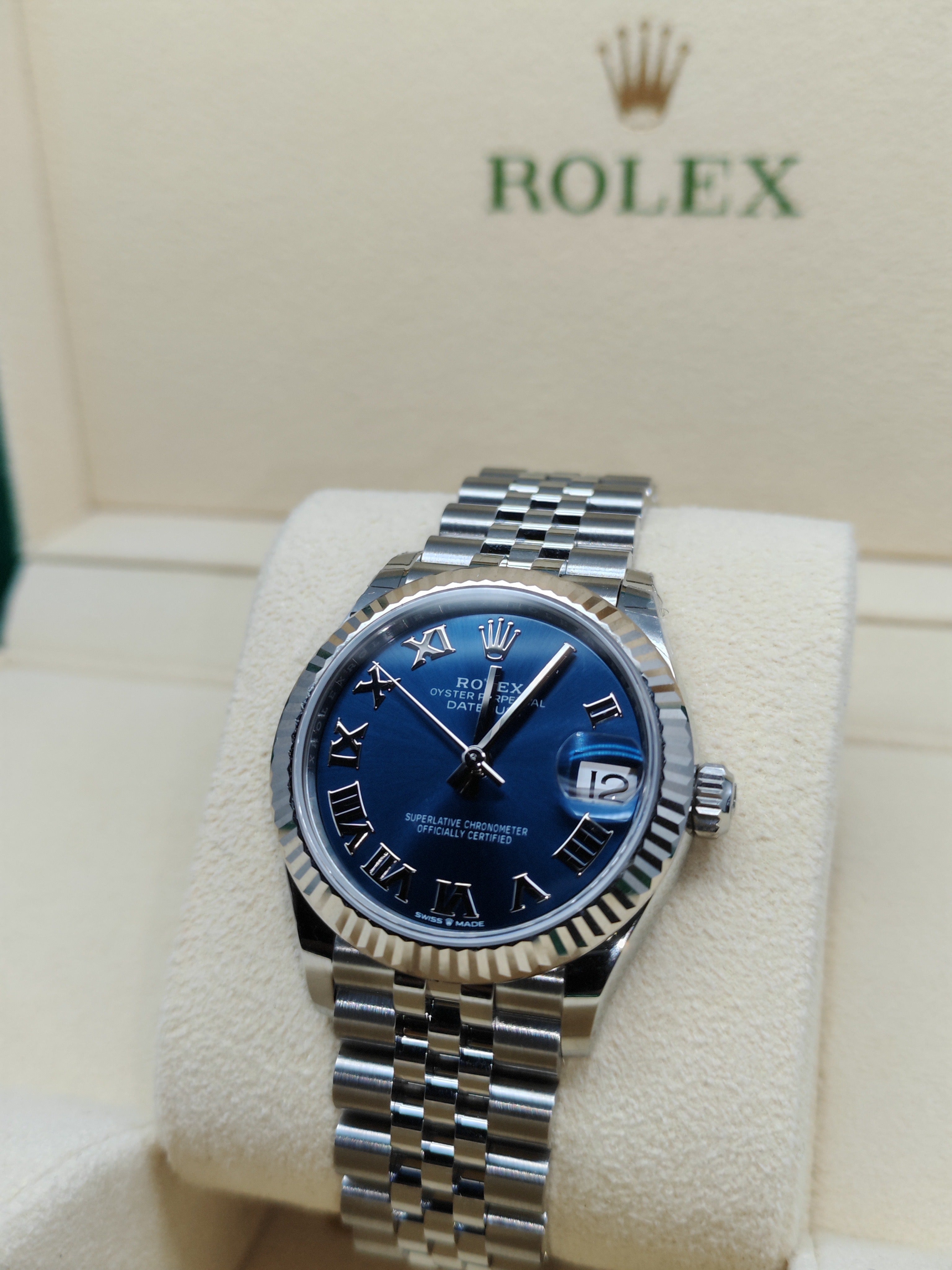 Rolex 278274 Datejust 31 with Oystersteel and White Gold, Bright blue, Jubilee Bracelet