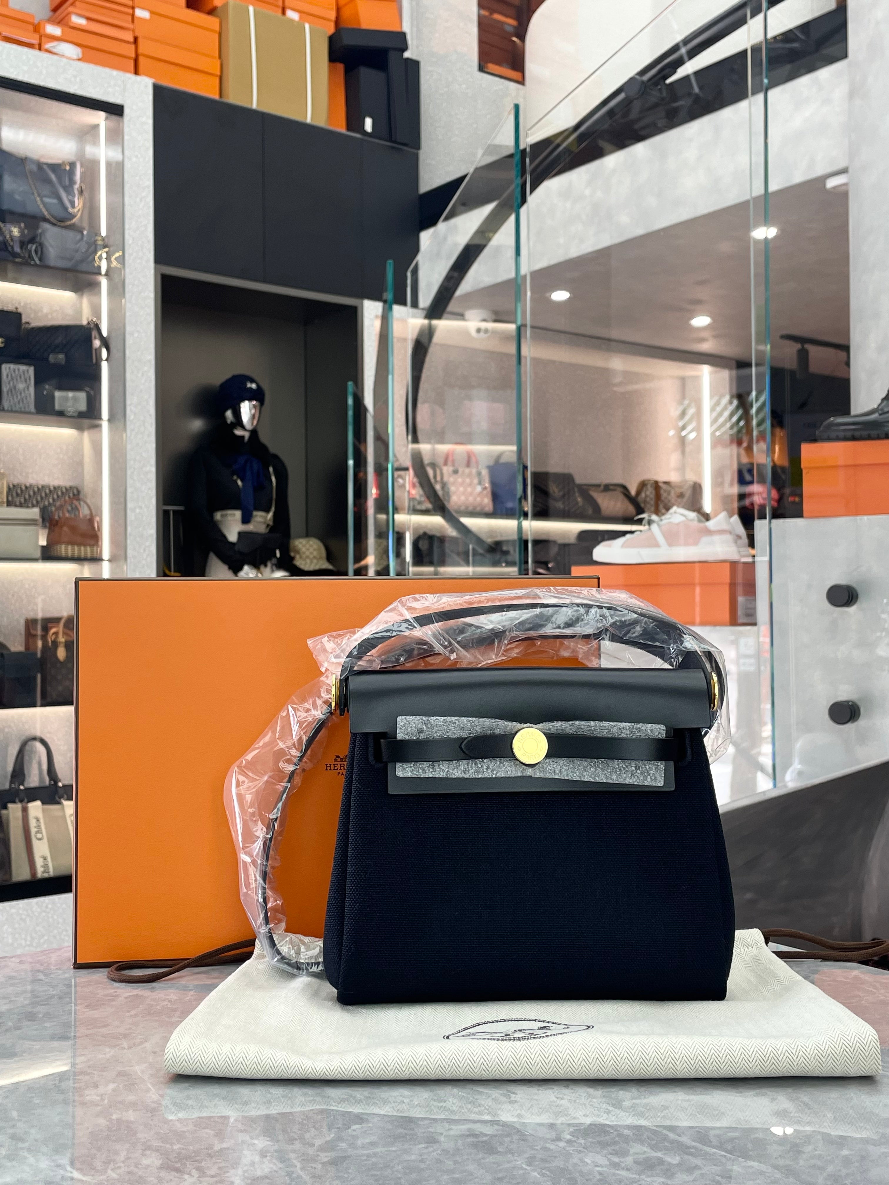 Hermès Black Mini Herbag K Stamp GHW