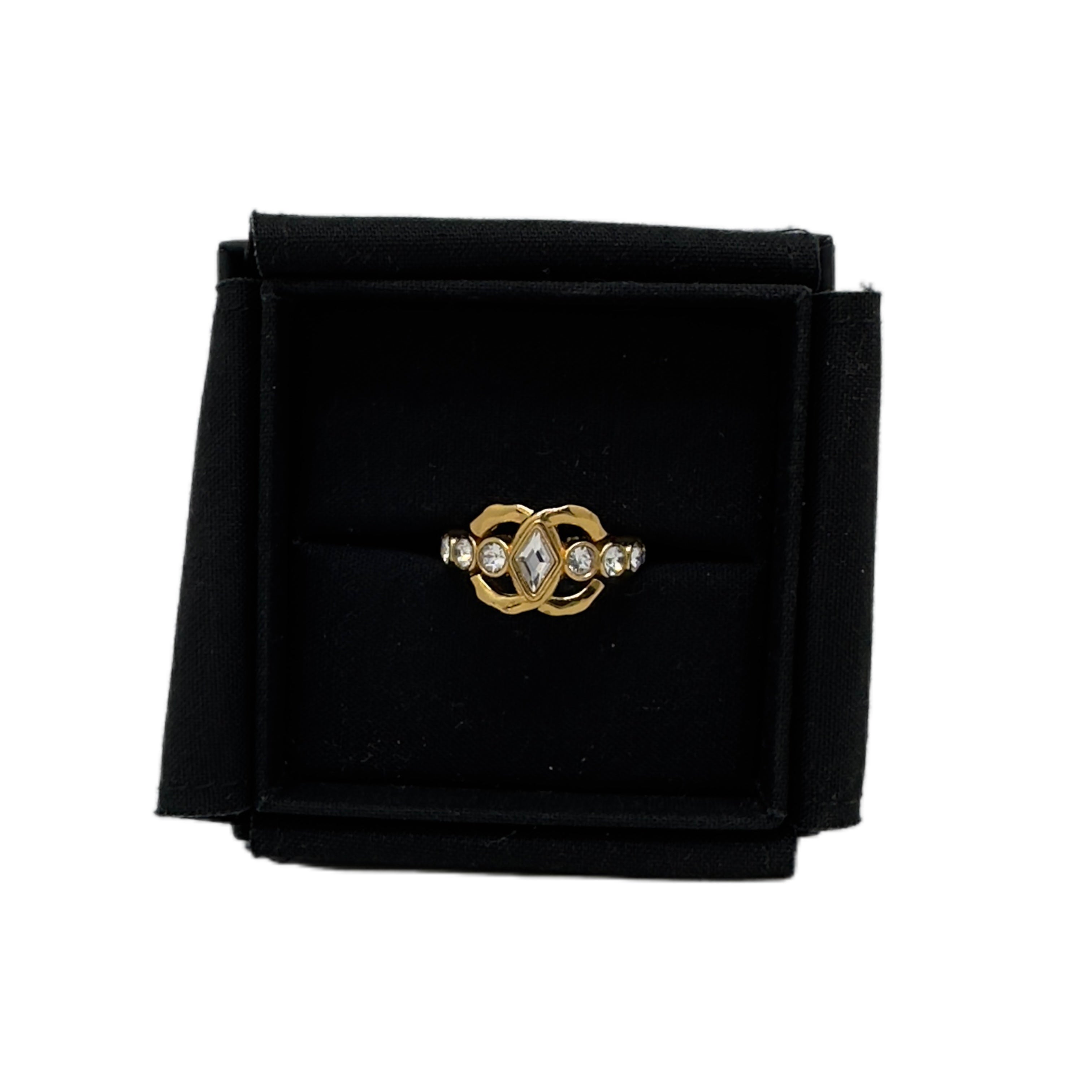 CHANEL 23C Gold and Crystal Ring