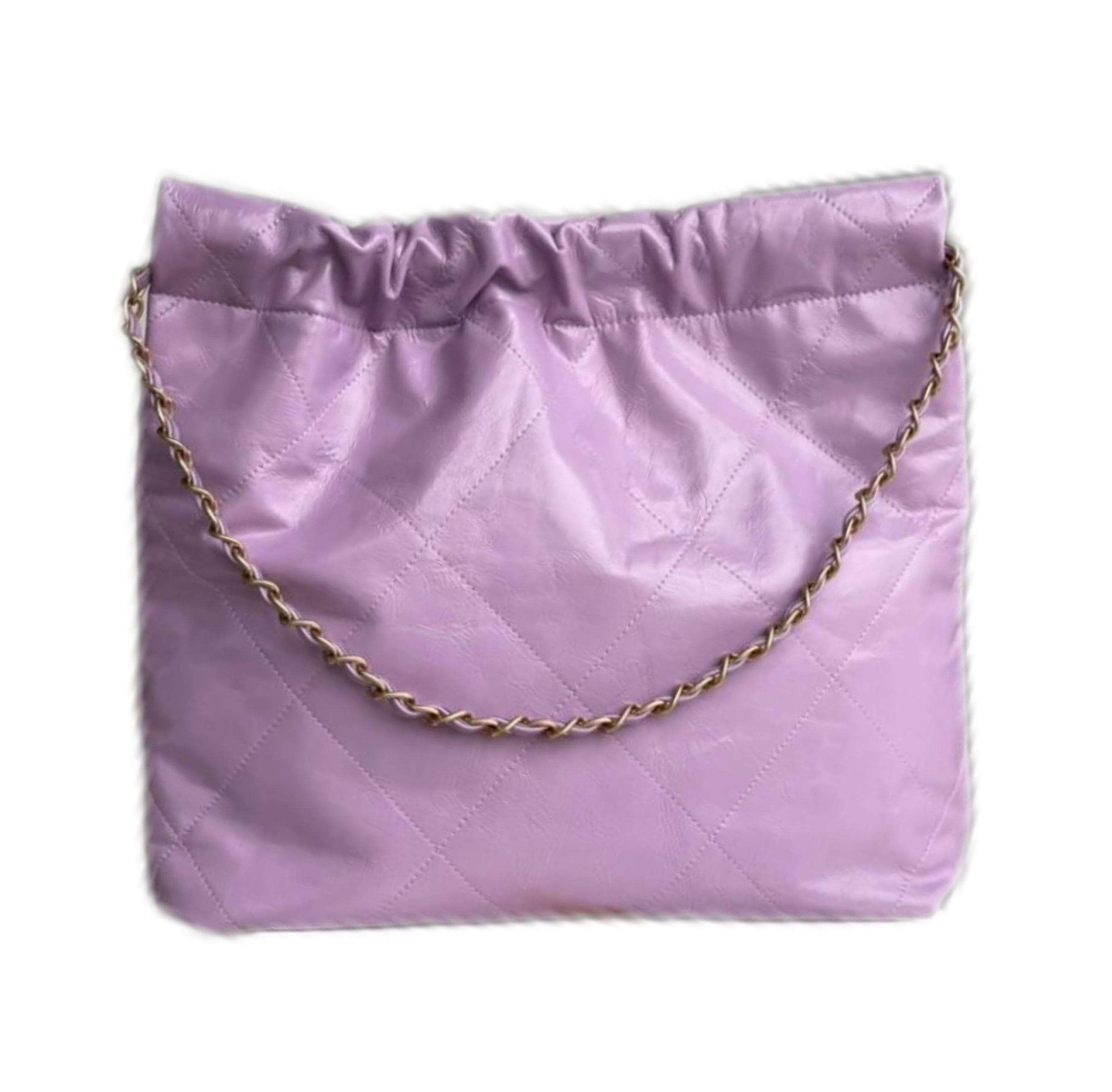 CHANEL 22 BAG Small in Shiny Calfskin and Gold-tone Metal (Purple)