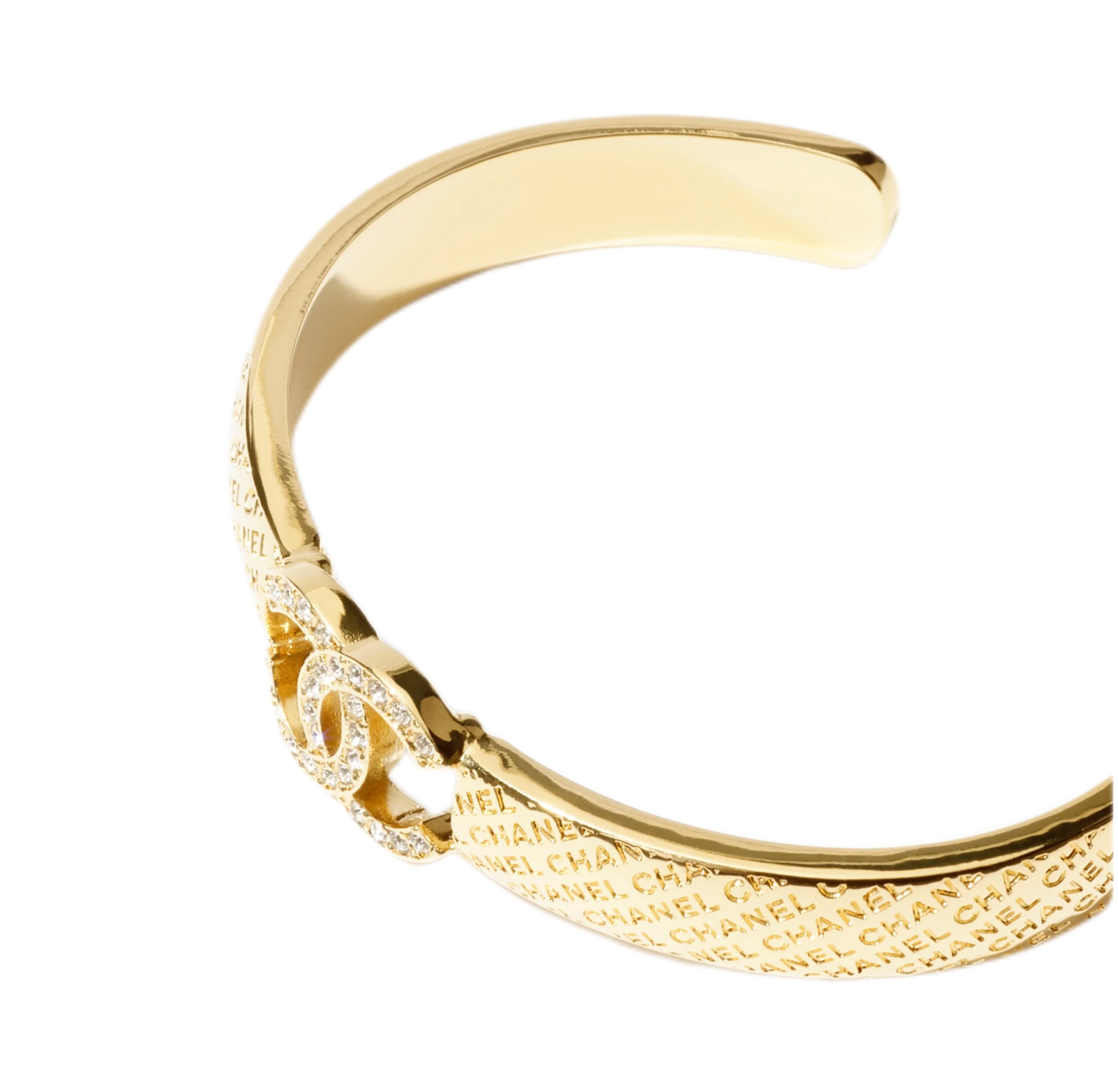 CHANEL Metal and Diamantés CUFF (Gold and Crystal)