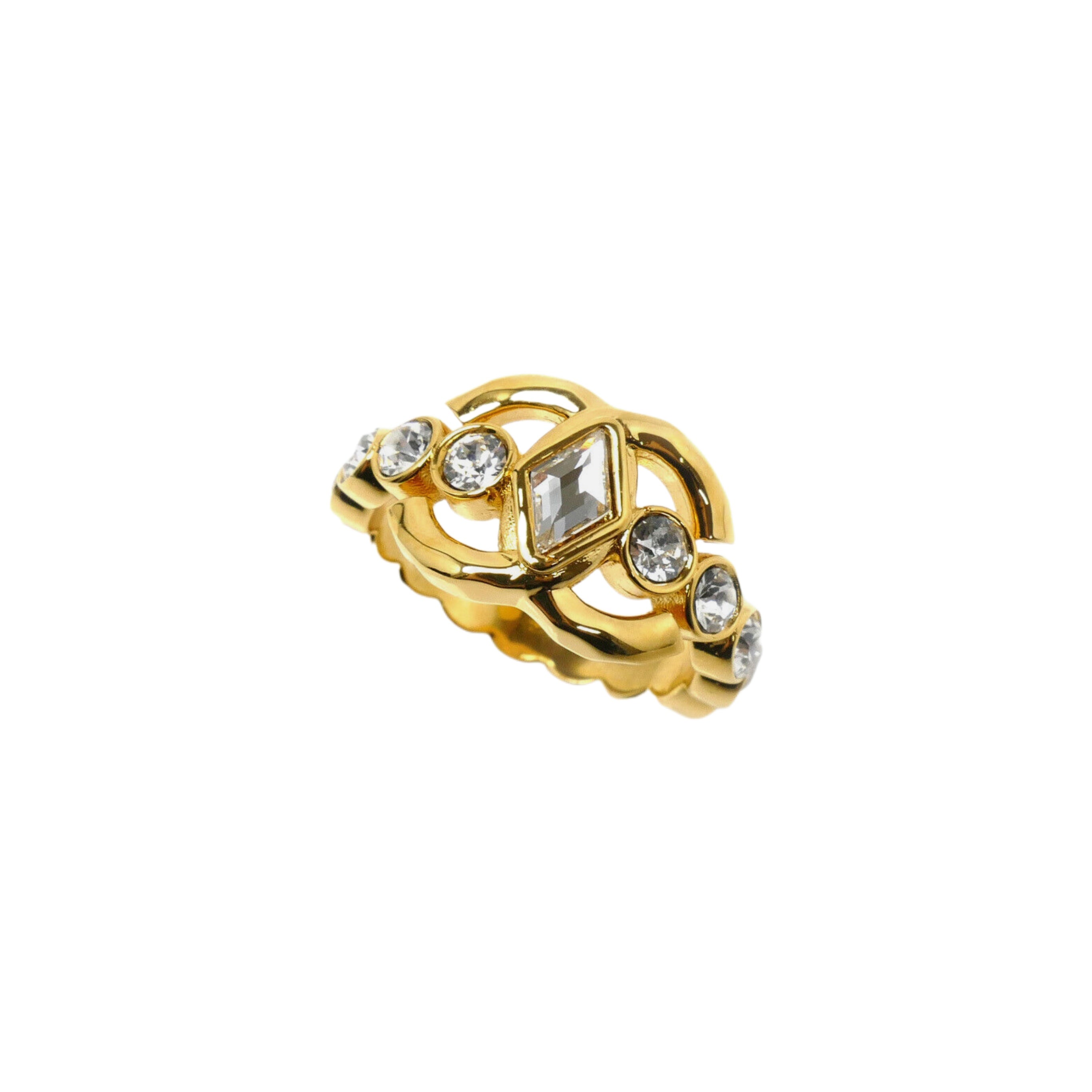 CHANEL 23C Gold and Crystal Ring