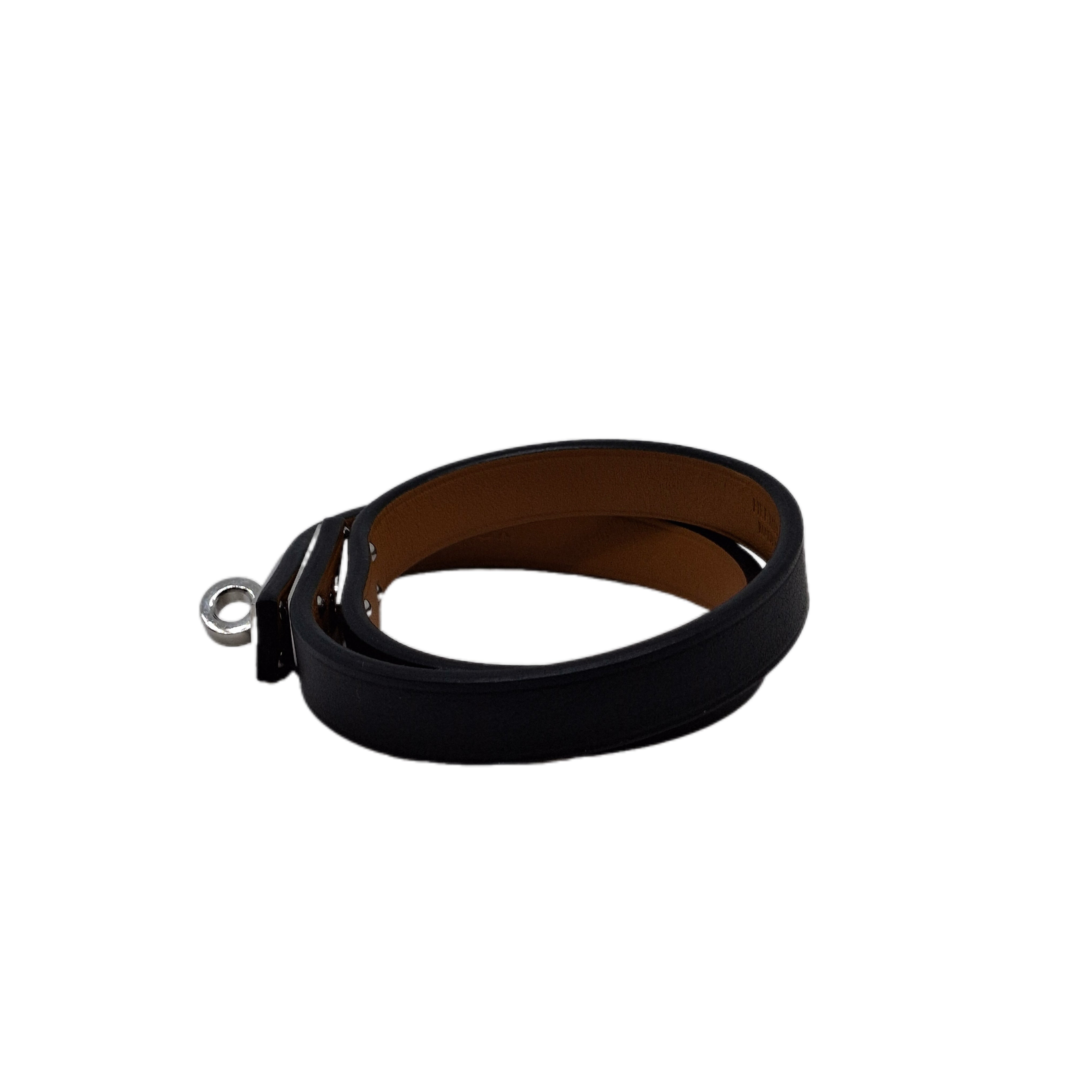 HERMÈS Mini Kelly Double Tour bracelet Noir (Black/Silver)