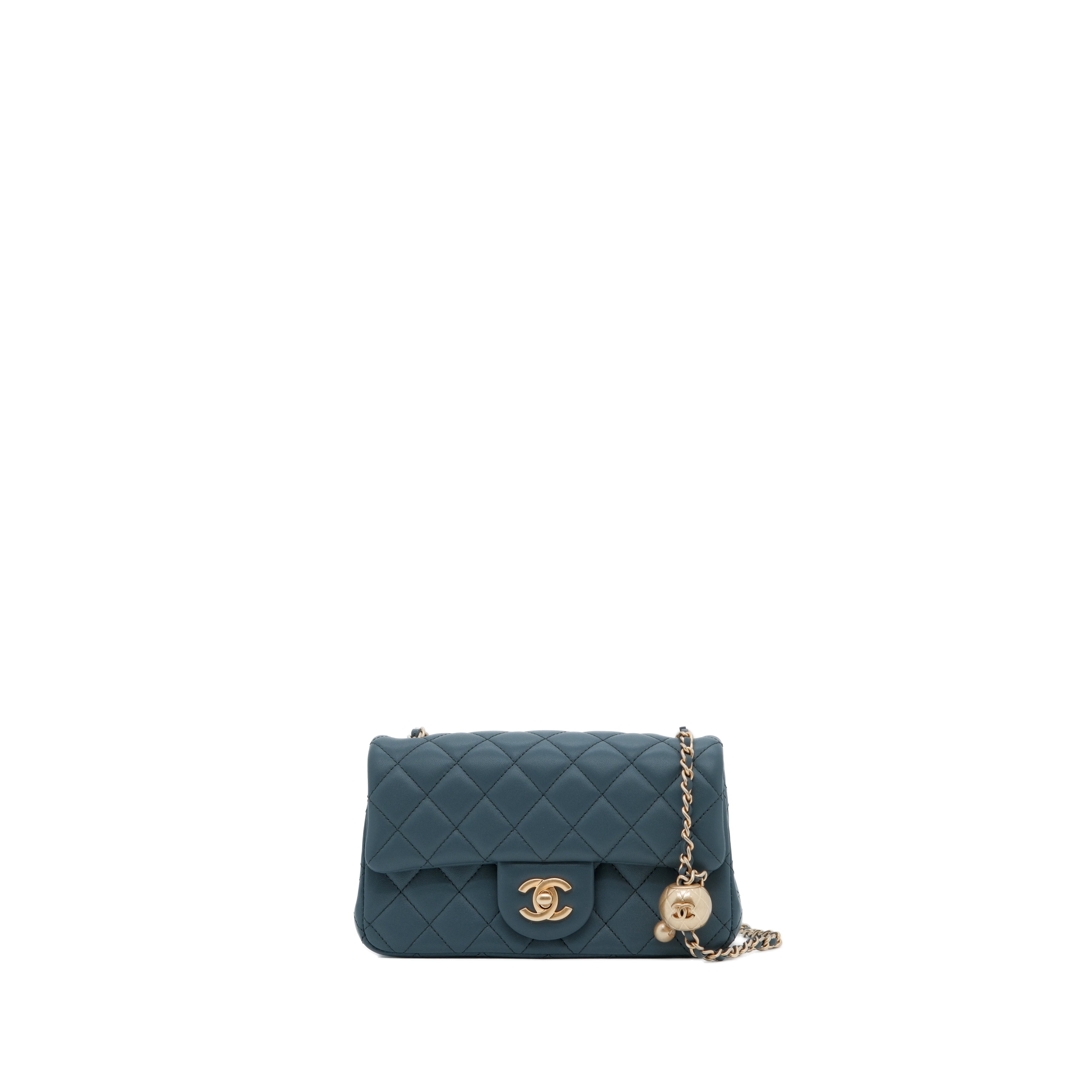 CHANEL Pearl Crush Flap Bag Quilted Lambskin Mini GHW (Dark grey)